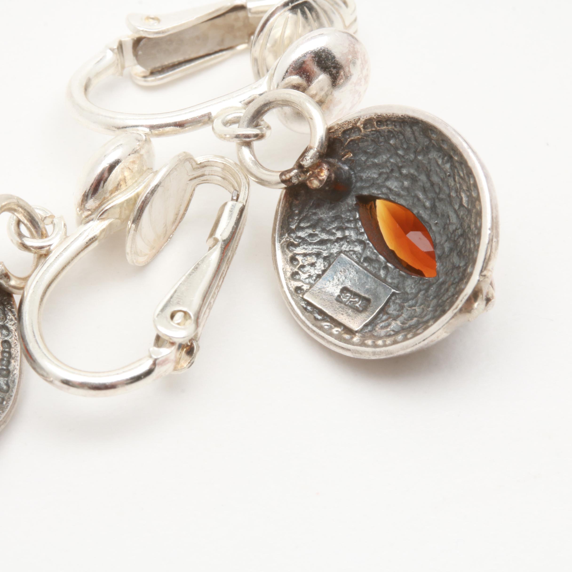 Sterling Silver Jewelry Selection with Garnet, Onyx, and Marcasite