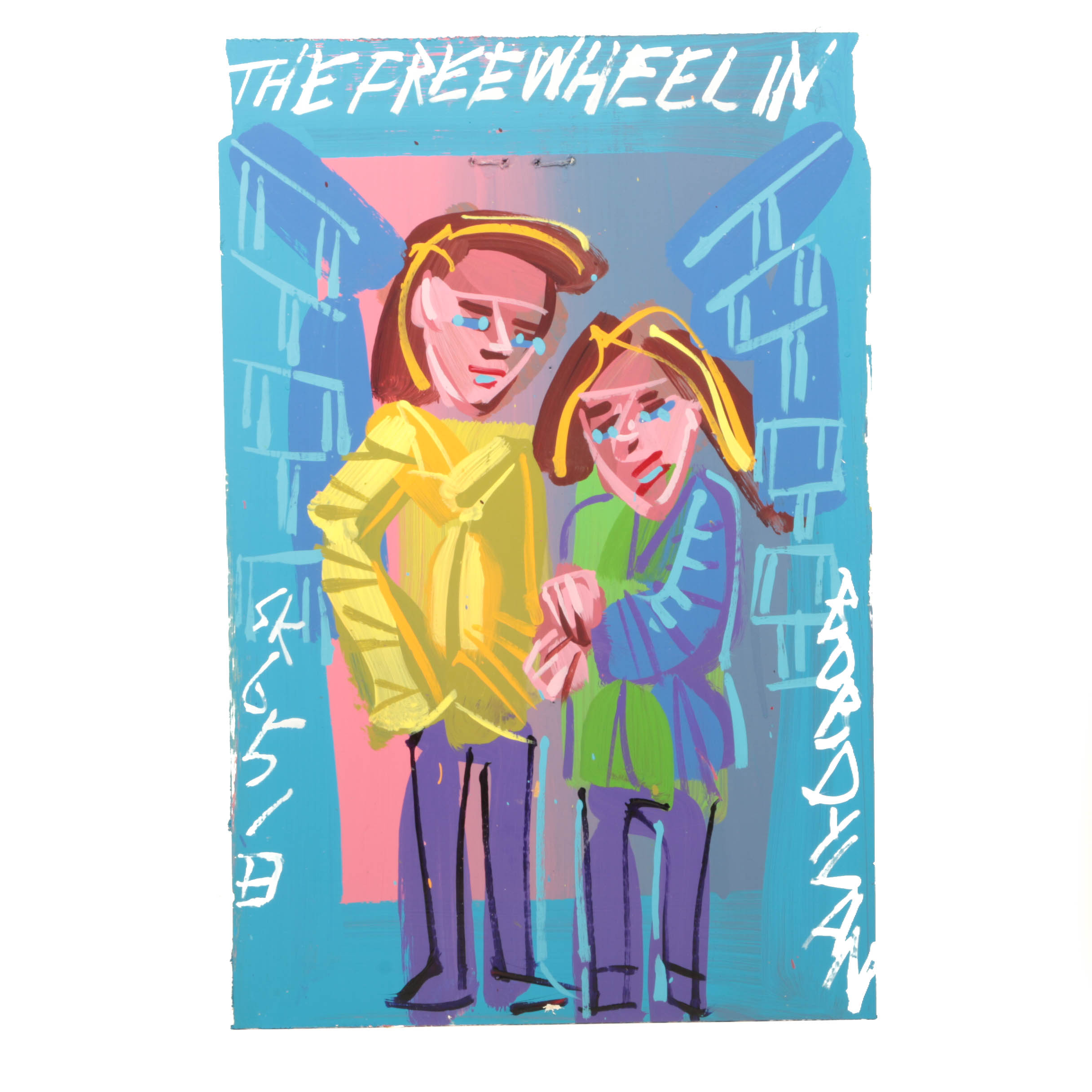 Steve Keene Original Acrylic Painting on Board "The Free Wheelin Bob Dylan"