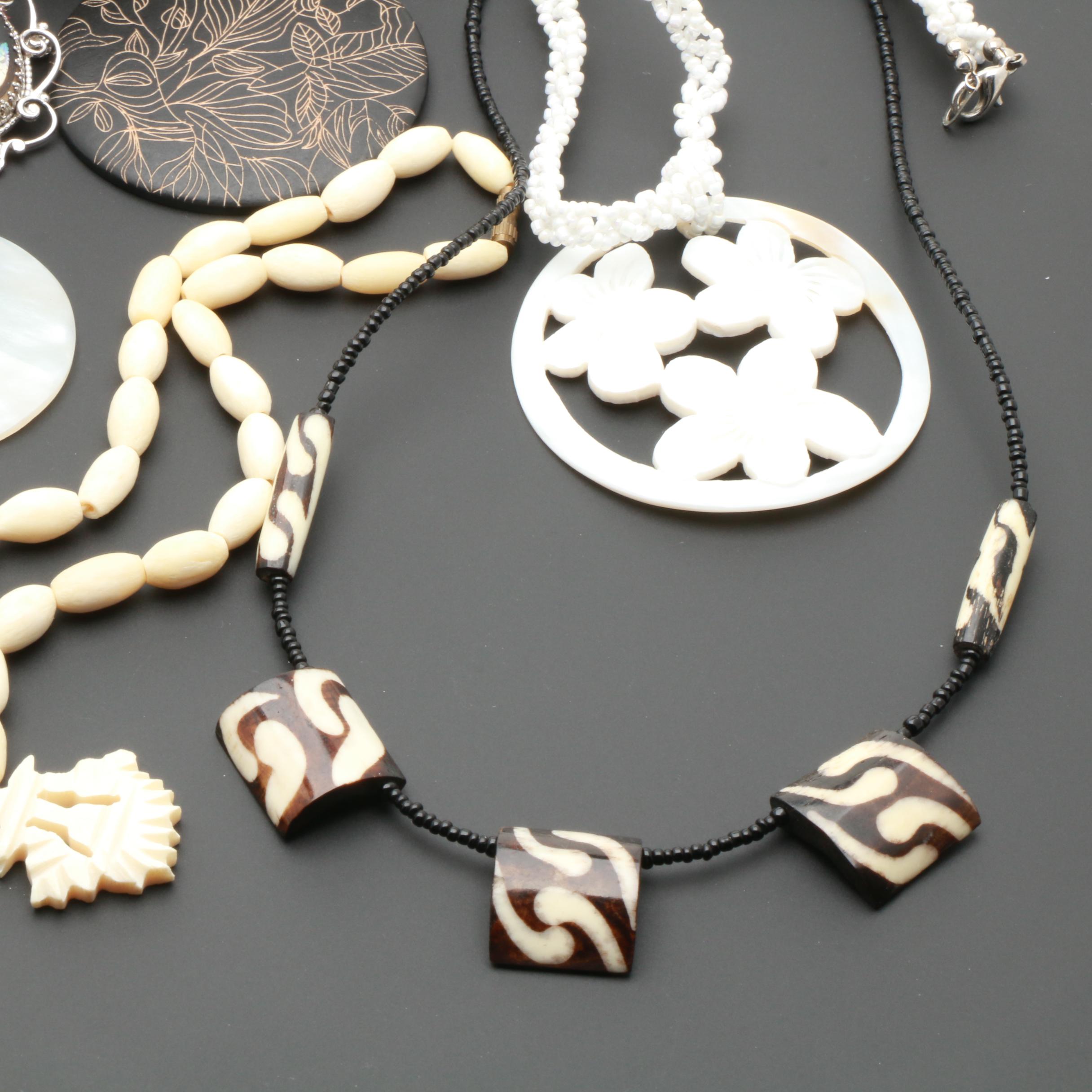 Jewelry Assortment Including Mother of Pearl, Abalone, and Shell