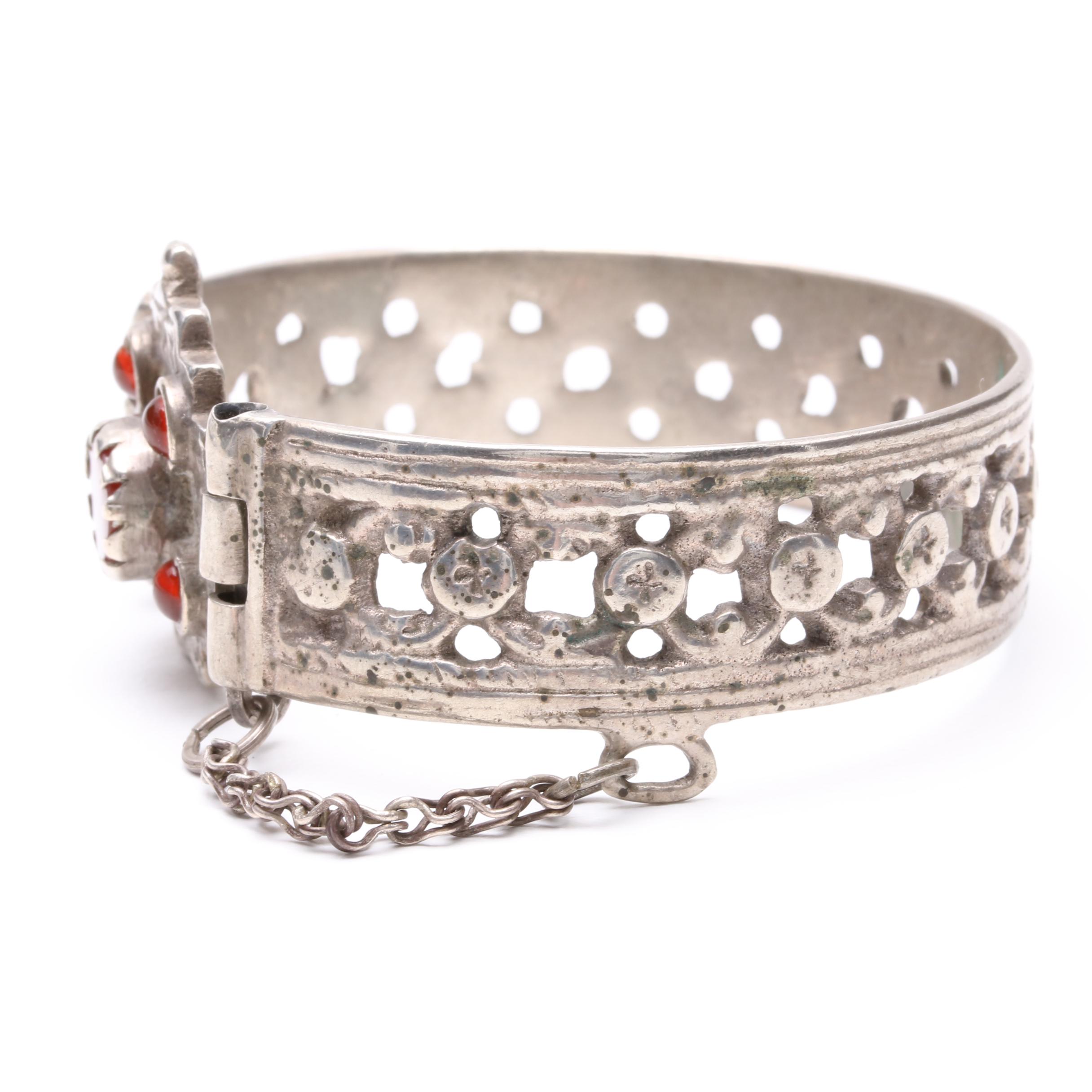 Sterling Silver and 800 Silver Carnelian Necklace and Bracelet