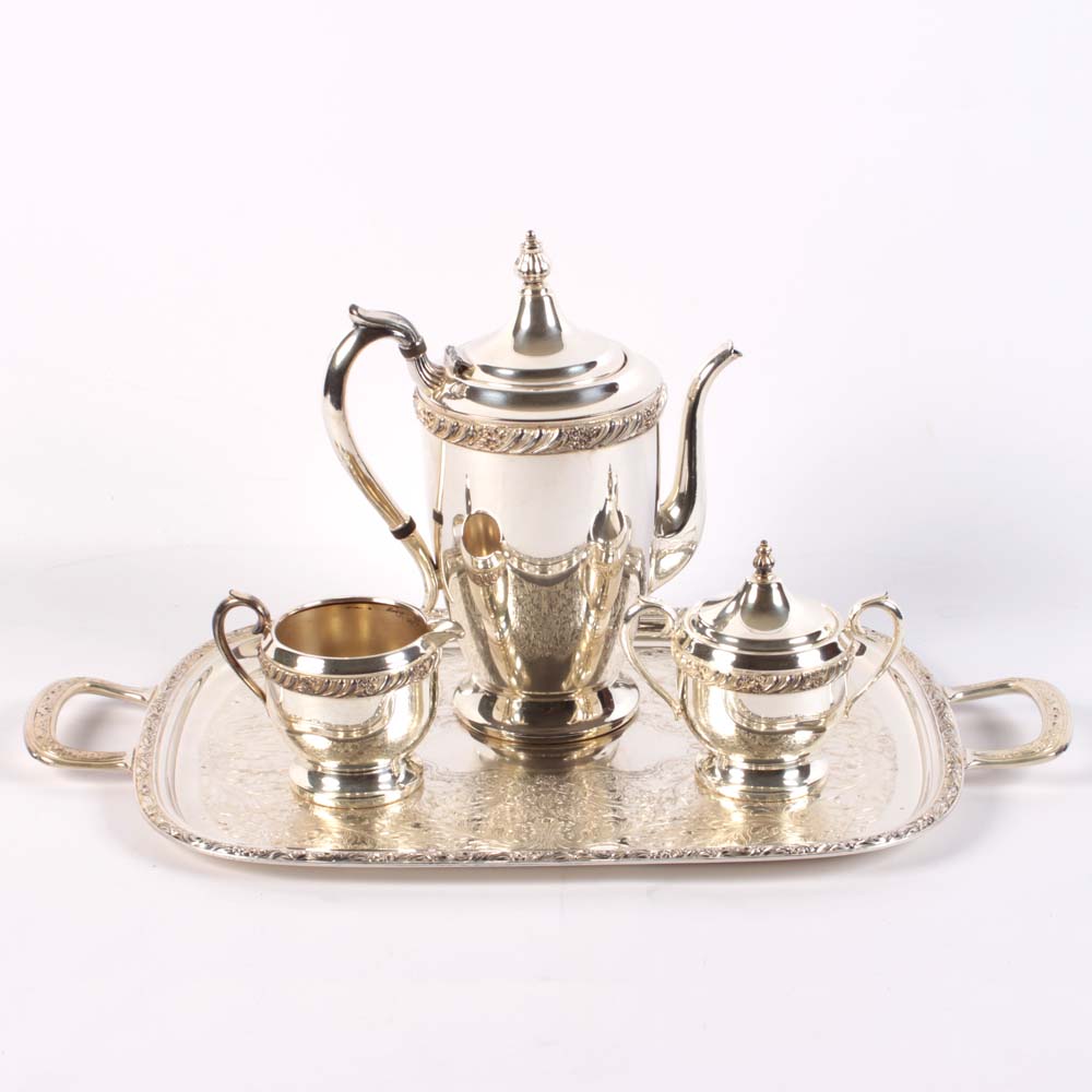F.B. Rogers Silver Plate Coffee Set with Oneida Tray