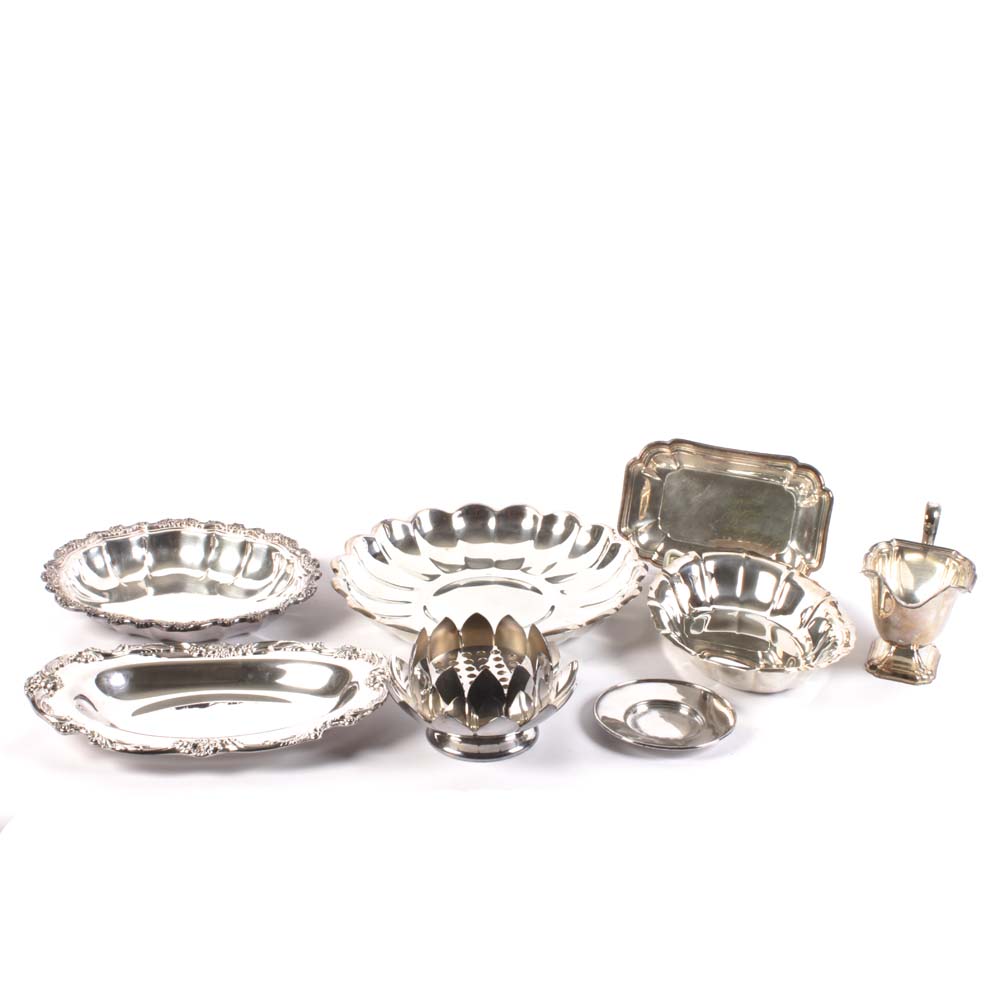 Plated Silver Serveware and Trays featuring Reed & Barton