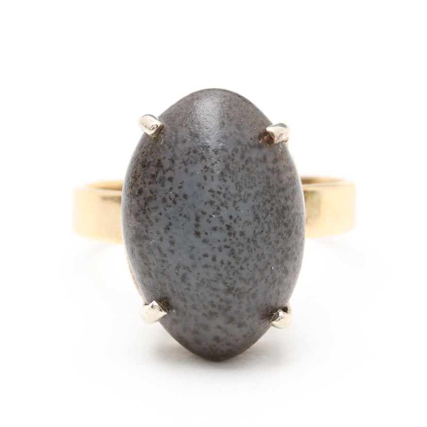 14K Yellow Gold Agate Ring