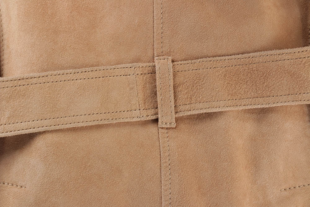 Women's Prada Belted Khaki Suede Leather Jacket