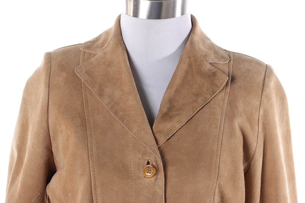 Women's Prada Belted Khaki Suede Leather Jacket