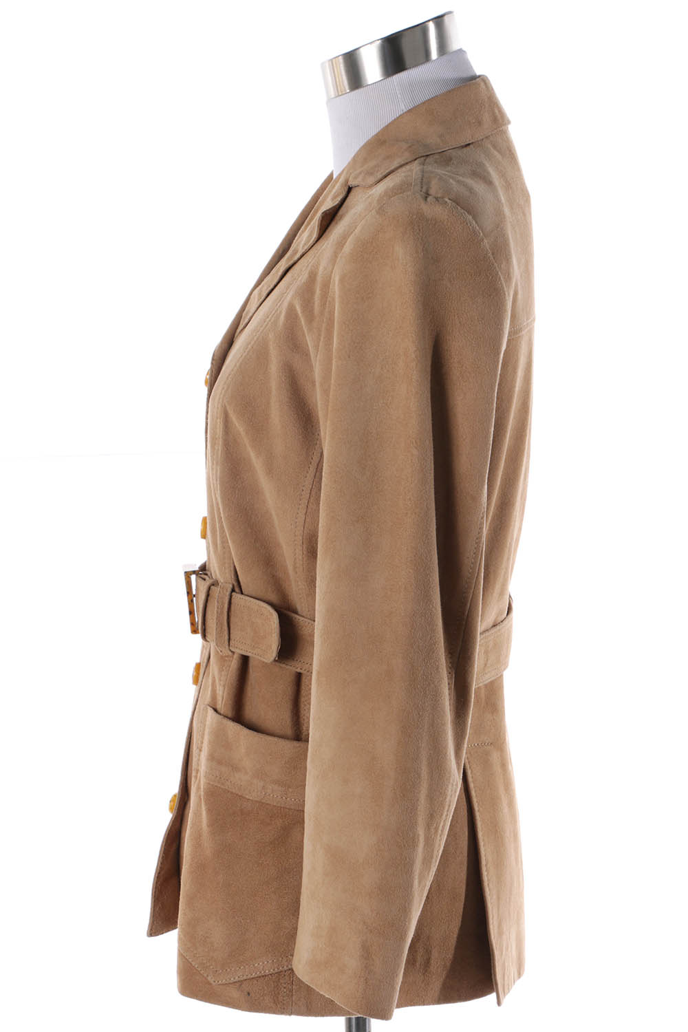 Women's Prada Belted Khaki Suede Leather Jacket