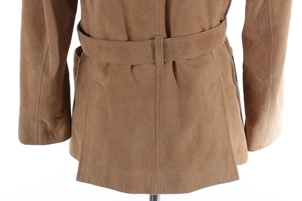 Women's Prada Belted Khaki Suede Leather Jacket