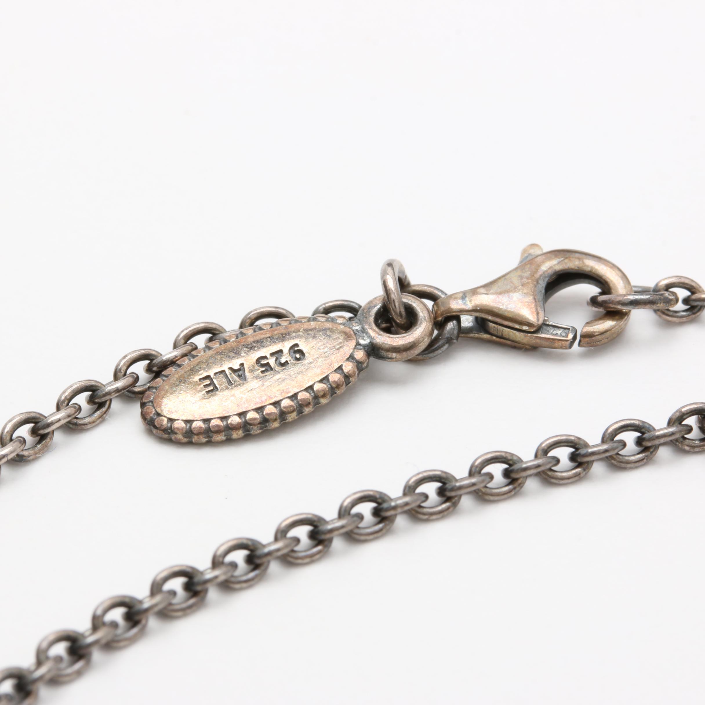 Pandora Sterling Silver Onyx Cameo and Cultured Pearl Necklace