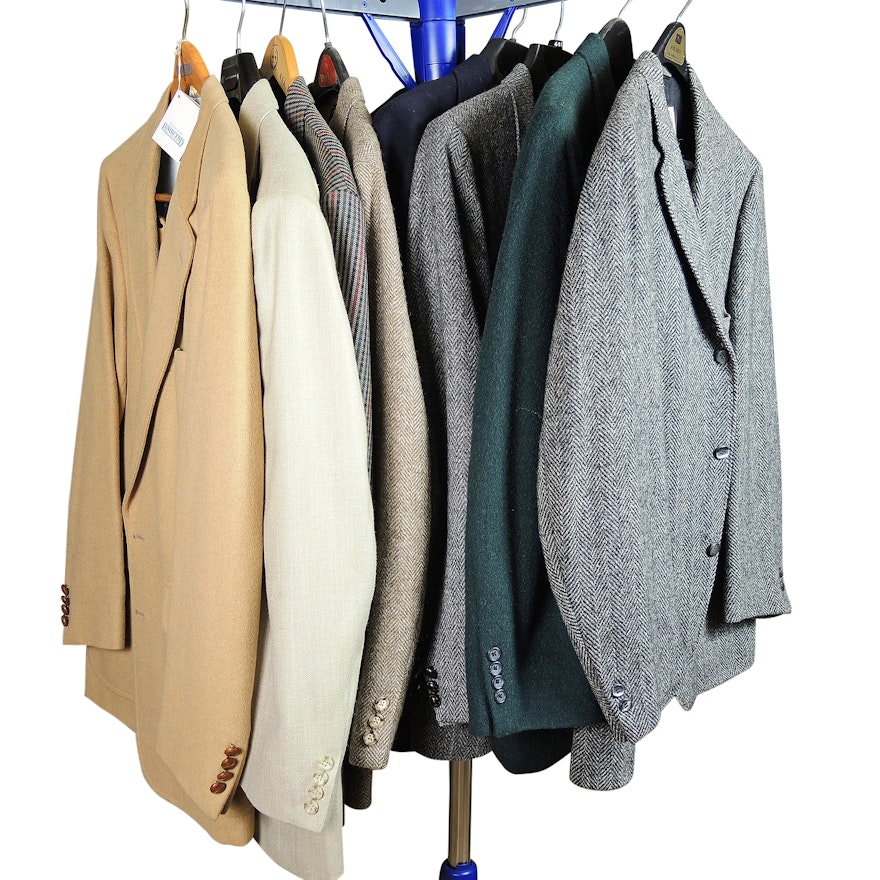 Men's Suit Jackets Including Brooks Brothers, Mongolian Camel Hair and Cashmere