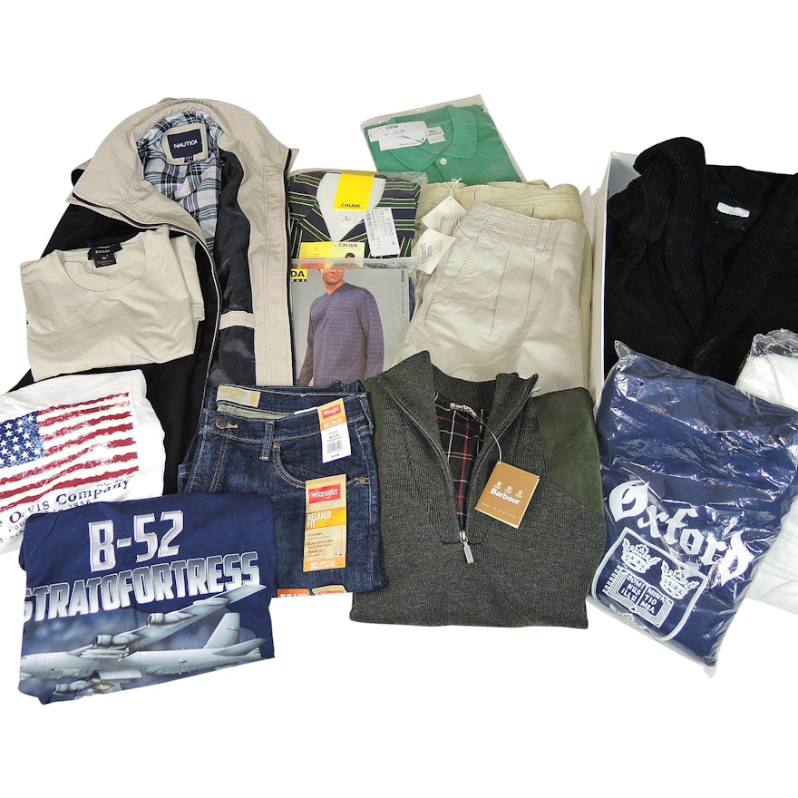 Men's New Casual Clothes Including Gucci, Barbour, Orvis, Wrangler and Lacoste