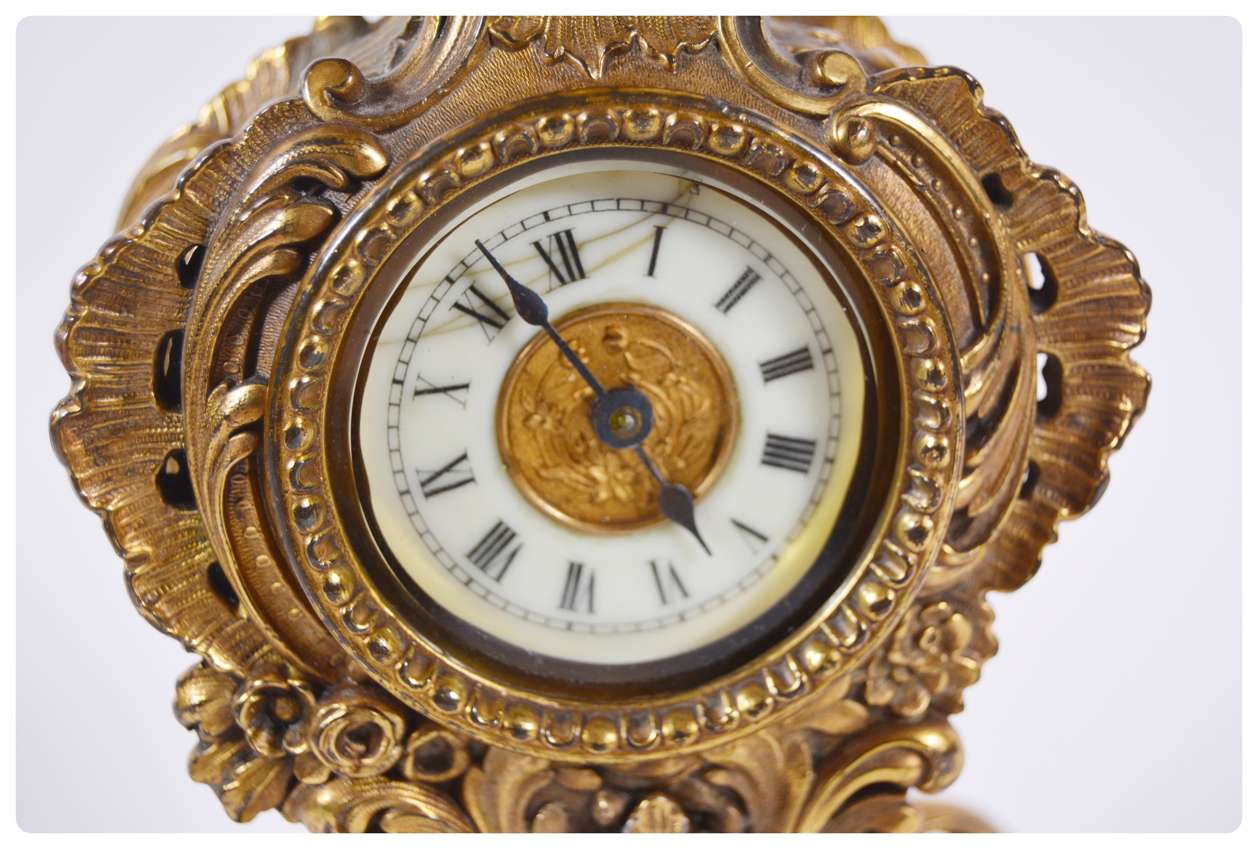 Ansonia French Gilt Bronze Rococo Style Mantel Clock