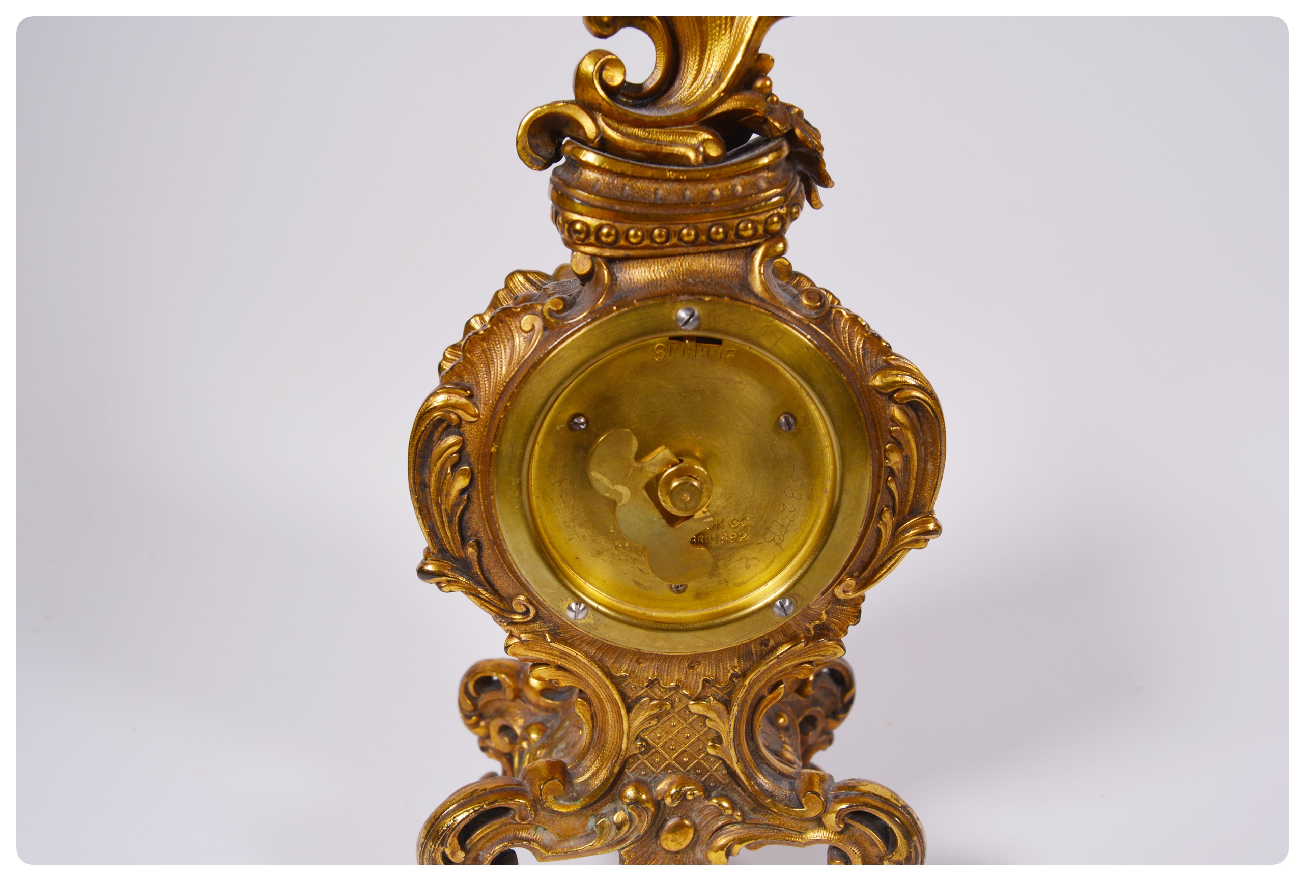 Ansonia French Gilt Bronze Rococo Style Mantel Clock