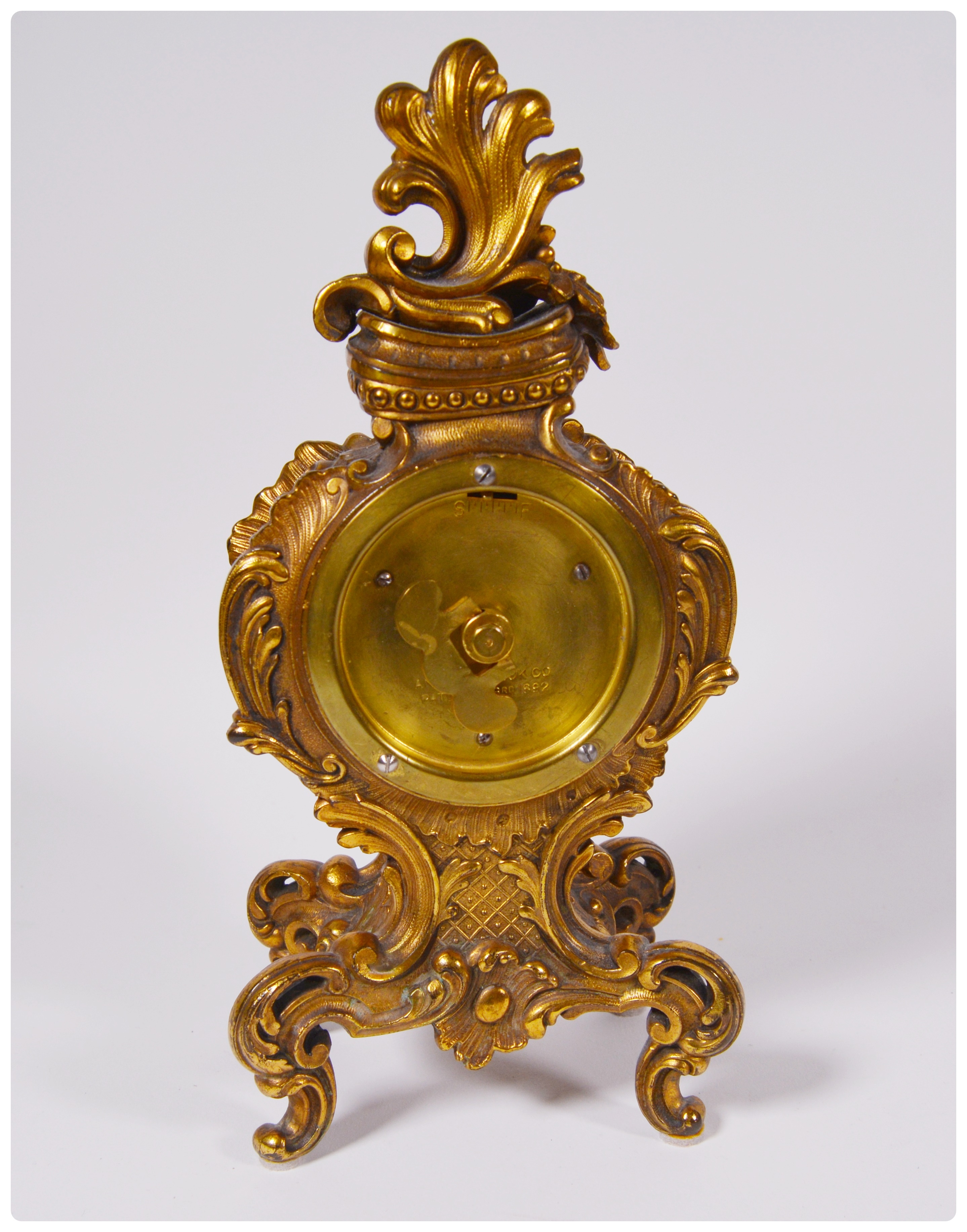 Ansonia French Gilt Bronze Rococo Style Mantel Clock