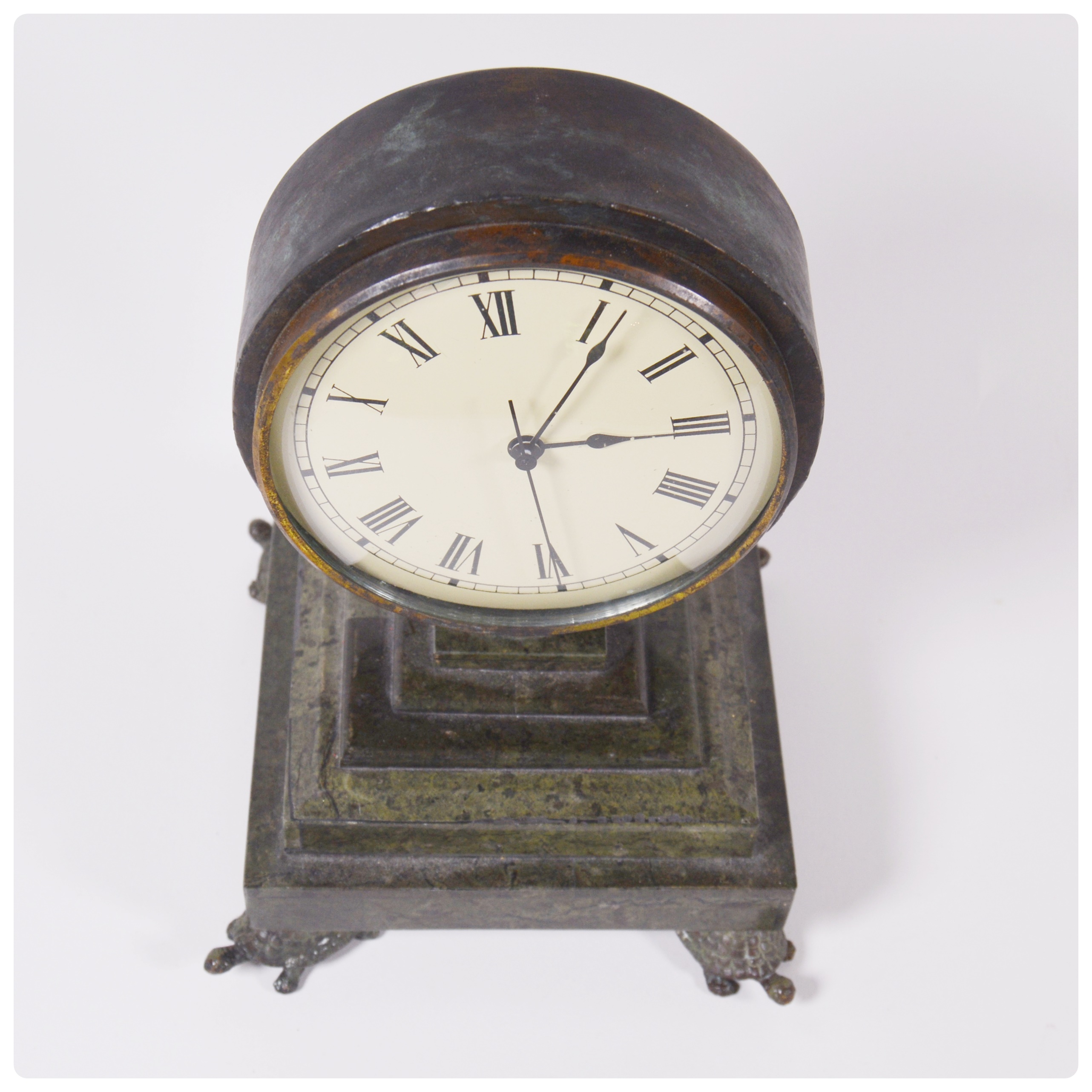 Maitland-Smith Turtle Foot Mantle Clock and Carp Magnifying Glass