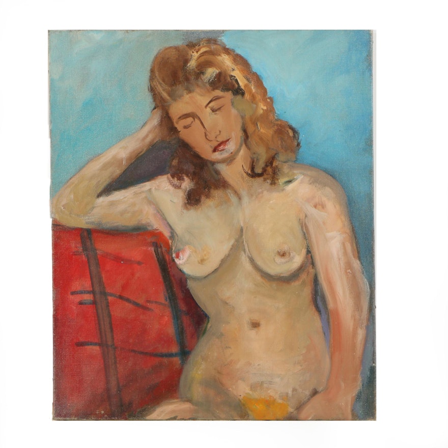 Philippe Granat Oil Painting of Nude Figure