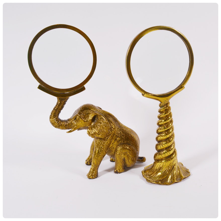 Maitland-Smith and Other Upright Brass Magnifying Glasses