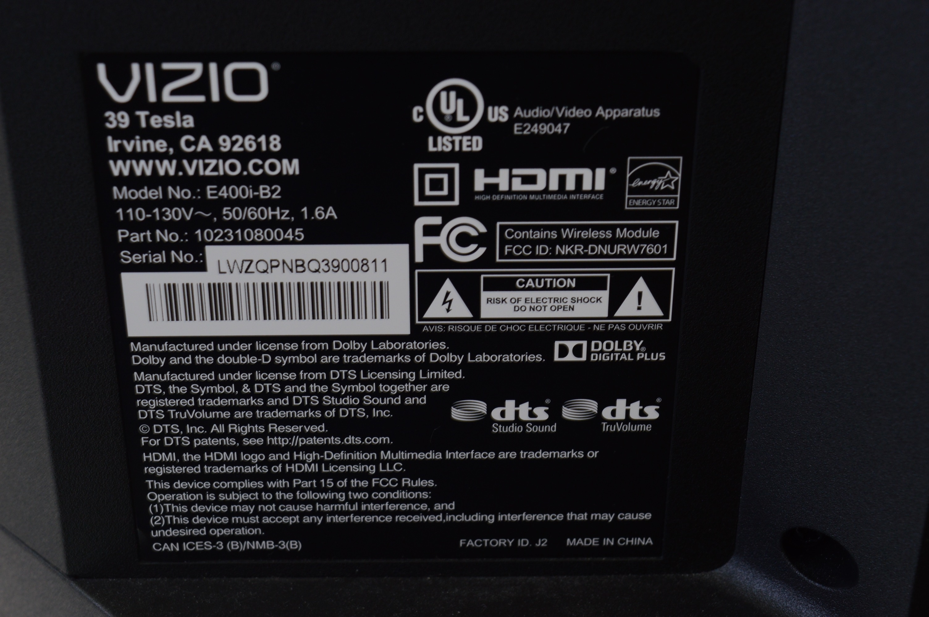 Vizio 40" LED Smart Television