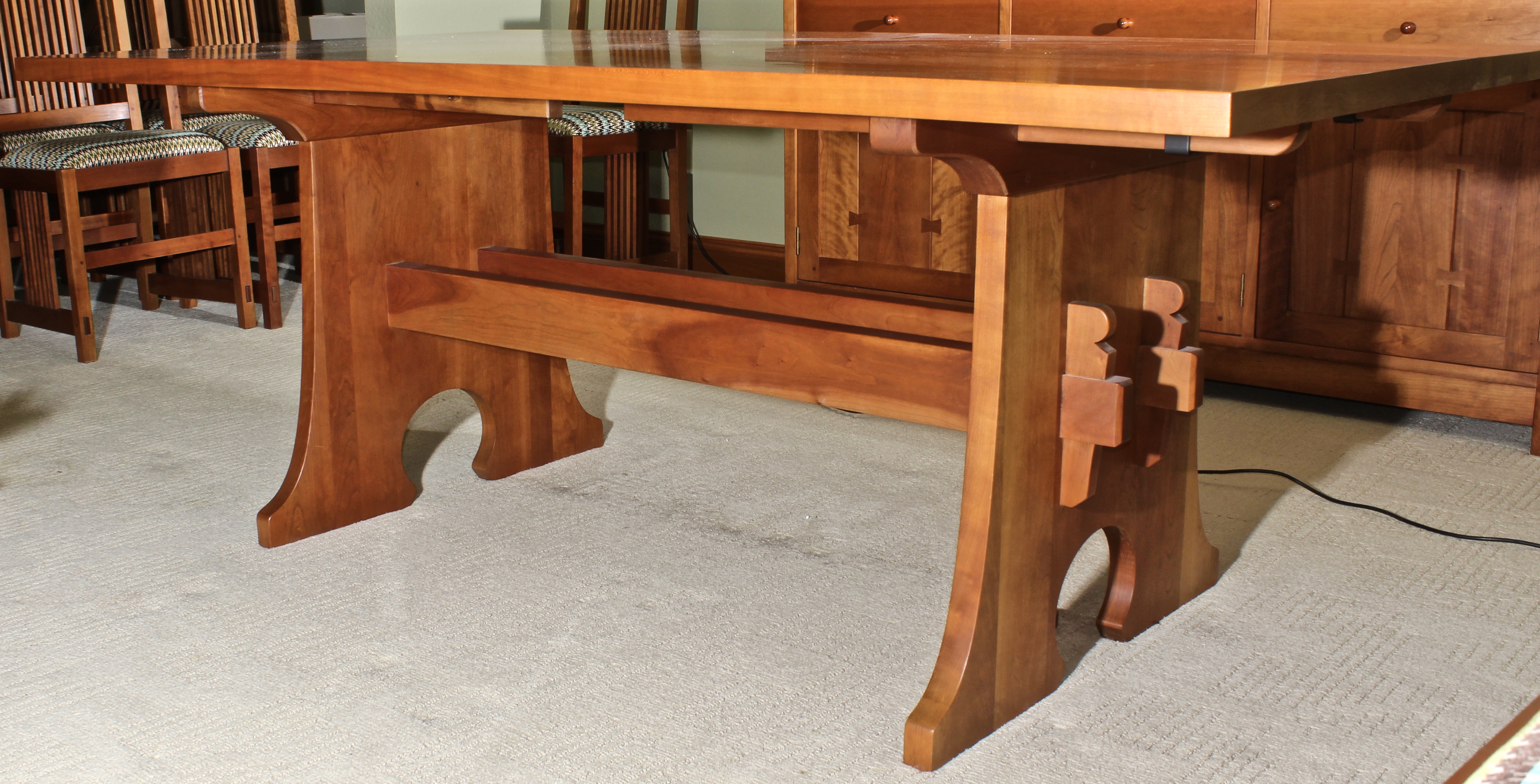 Stickley Mission Style Cherry Dining Table with Eight Chairs