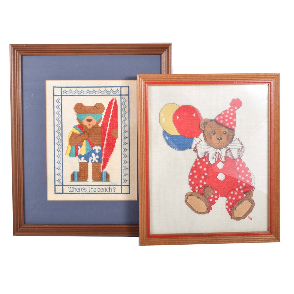 Framed Cross-Stitch Nursery Textiles