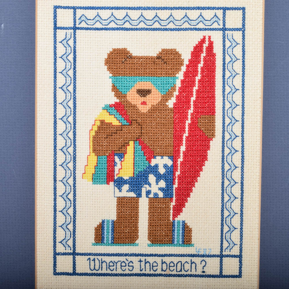 Framed Cross-Stitch Nursery Textiles