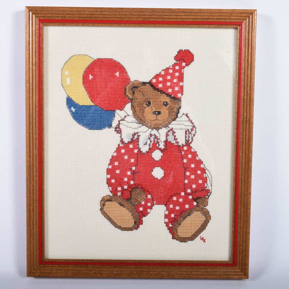 Framed Cross-Stitch Nursery Textiles