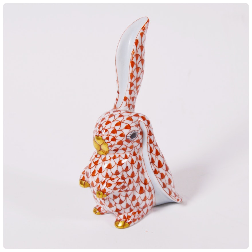 Herend Long Eared Rabbit Porcelain Figurine