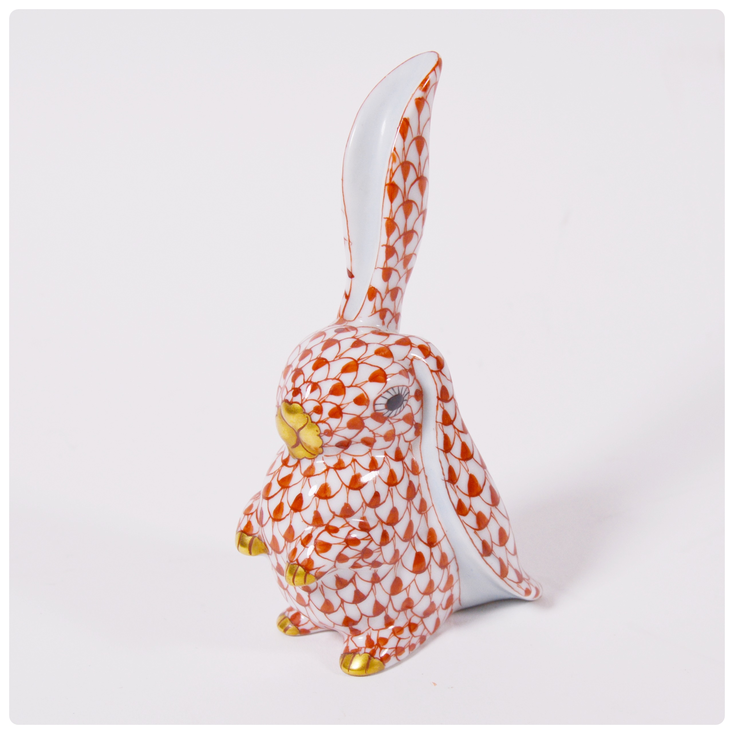 Herend Long Eared Rabbit Porcelain Figurine