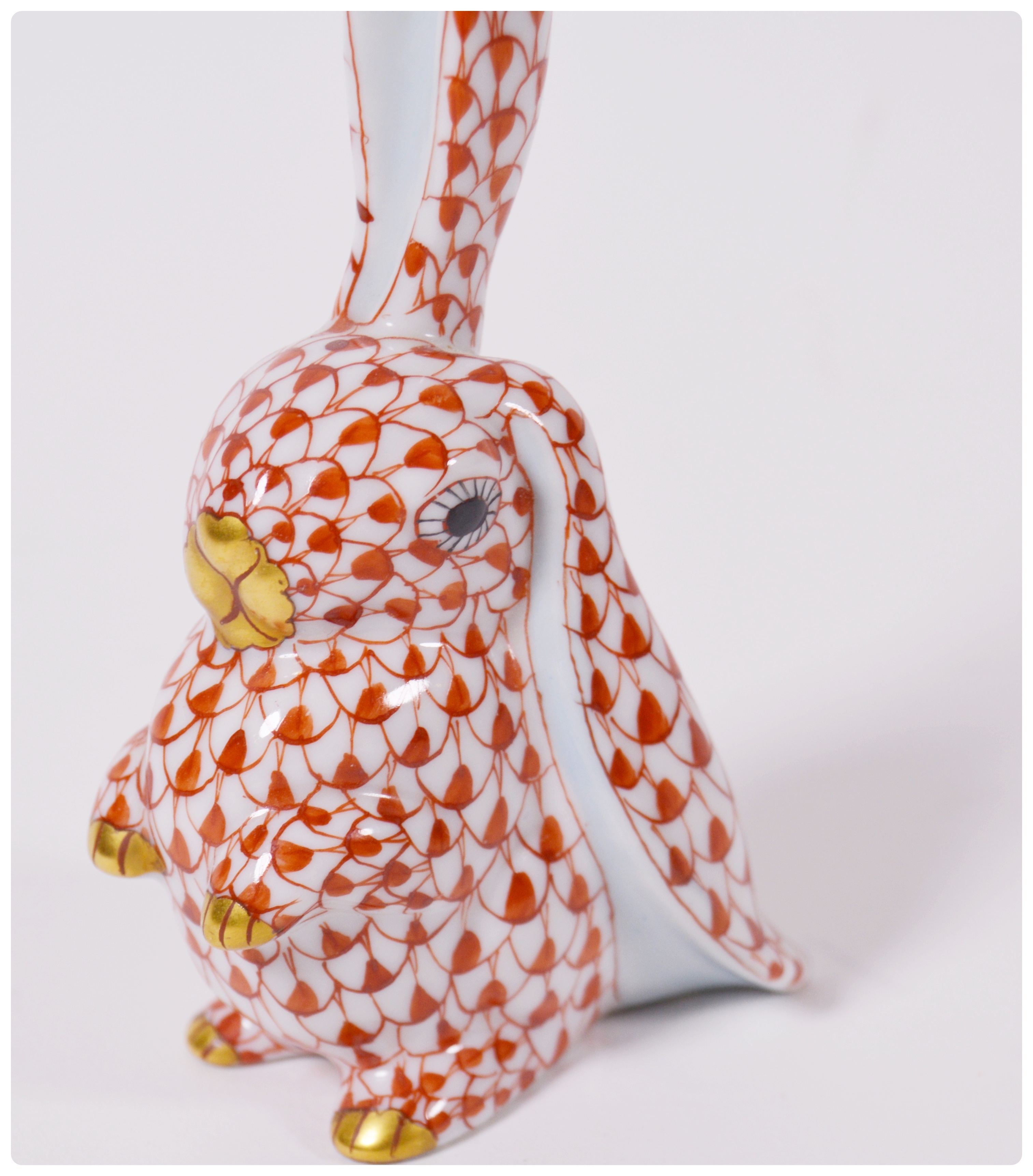 Herend Long Eared Rabbit Porcelain Figurine