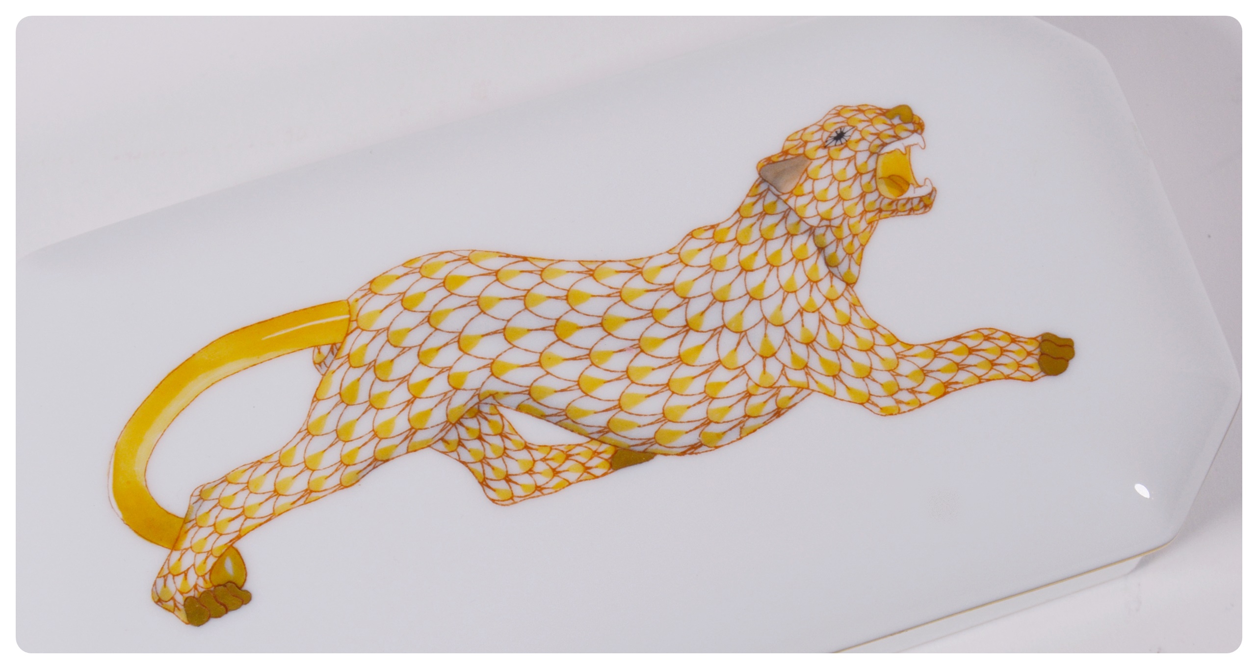 Herend First Edition Leopard Oblong Porcelain Trinket Box