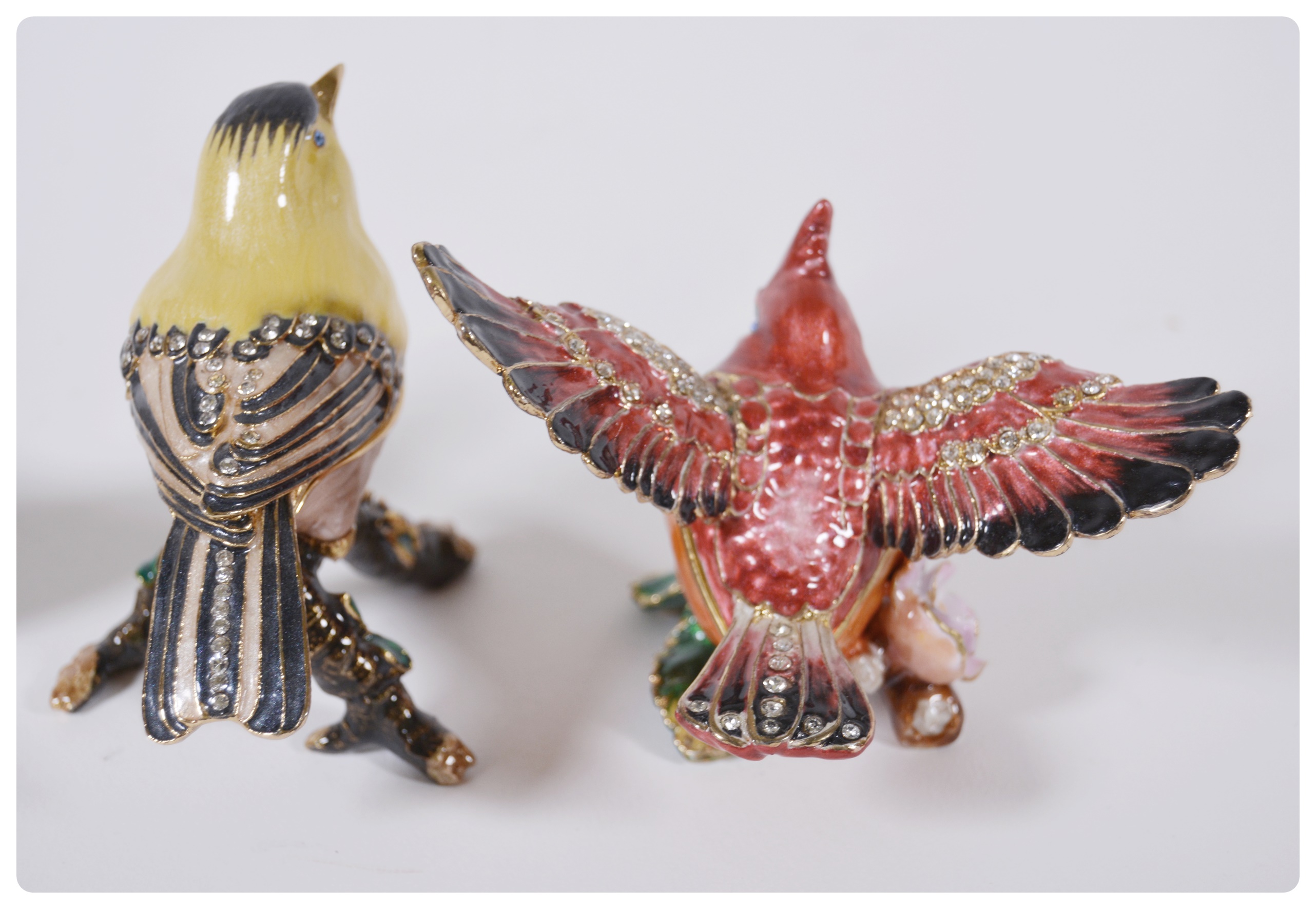 Bejeweled Enamel Figural Trinket Boxes