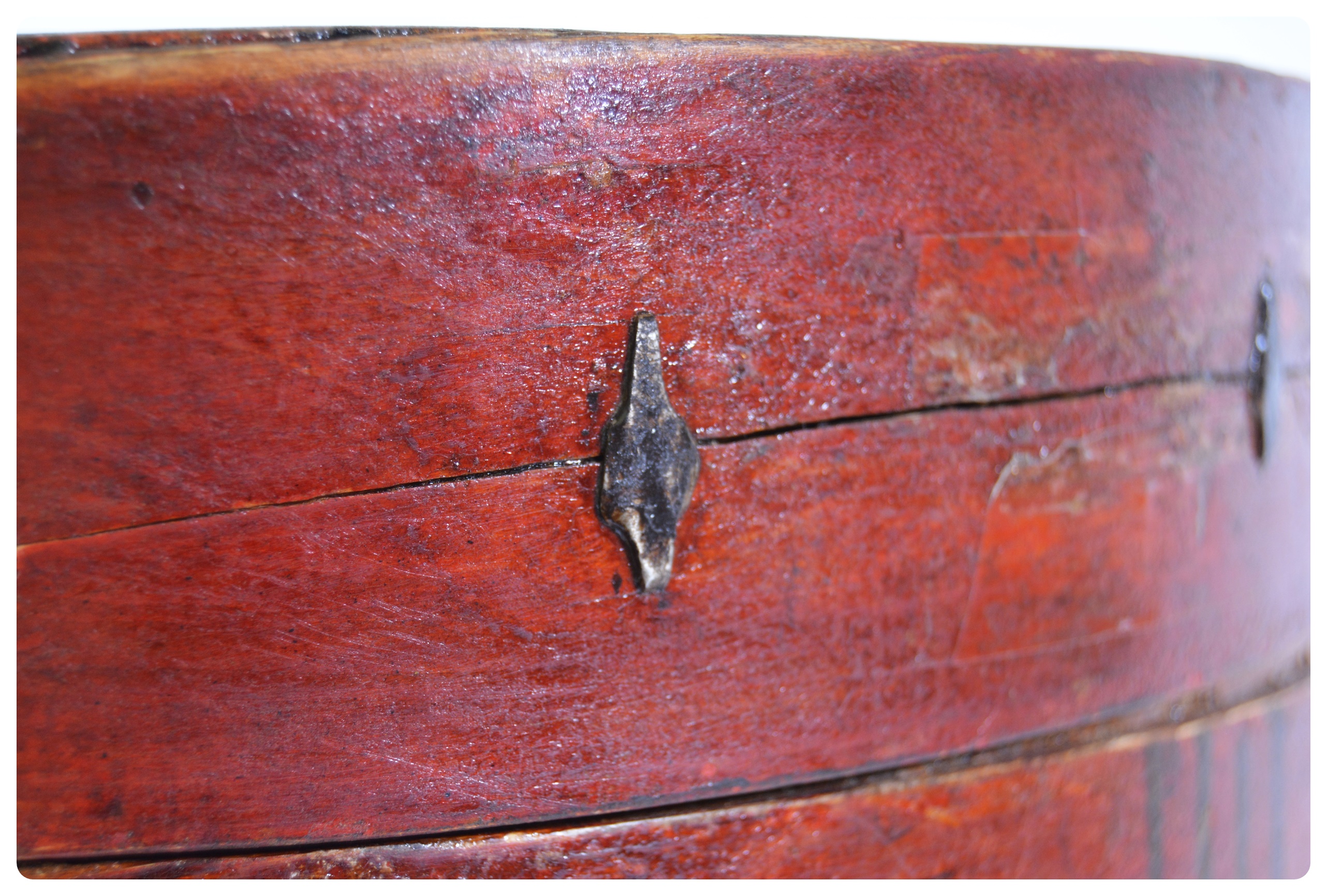 Antique Asian Style Wood Hat Box