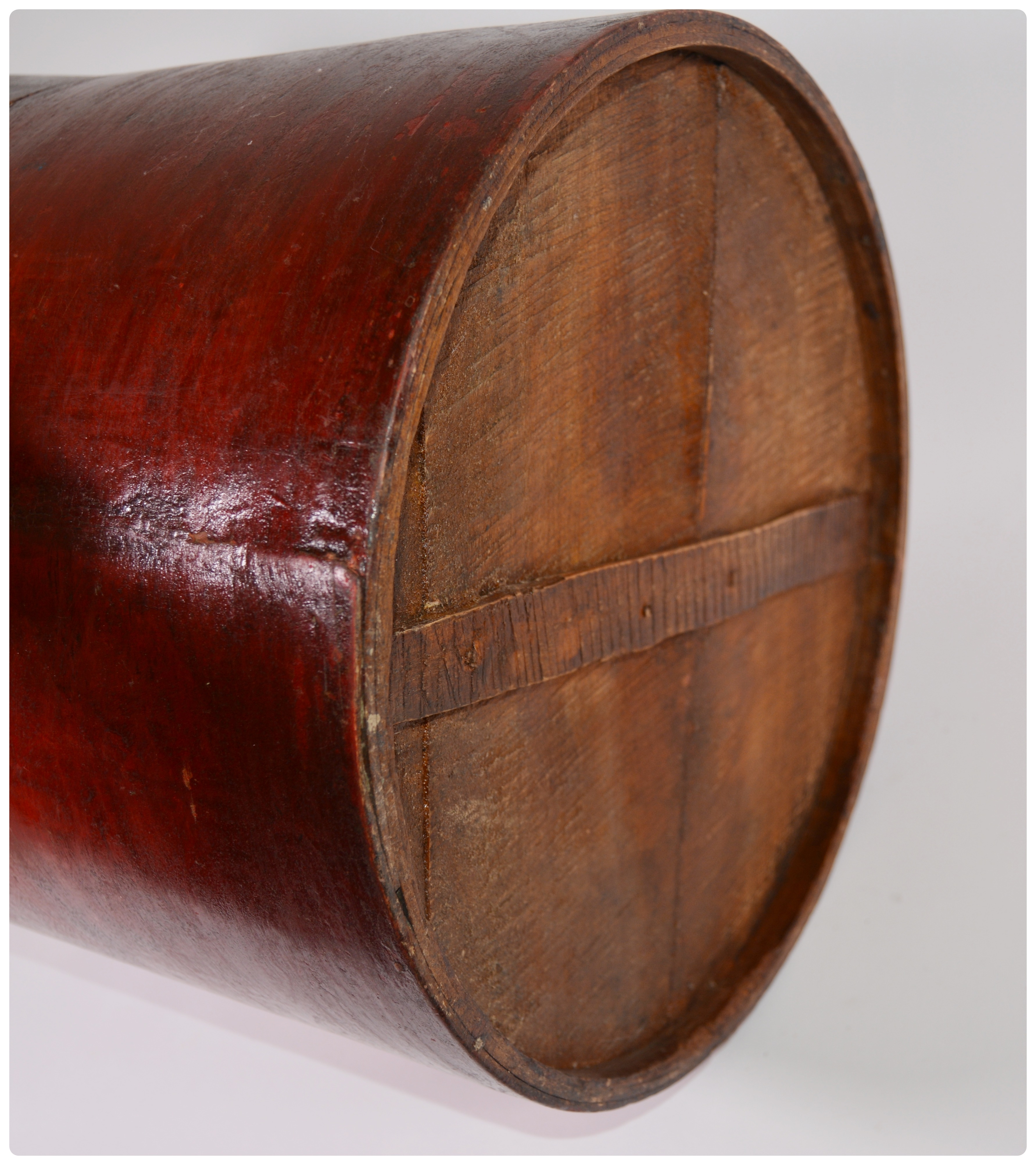 Antique Asian Style Wood Hat Box