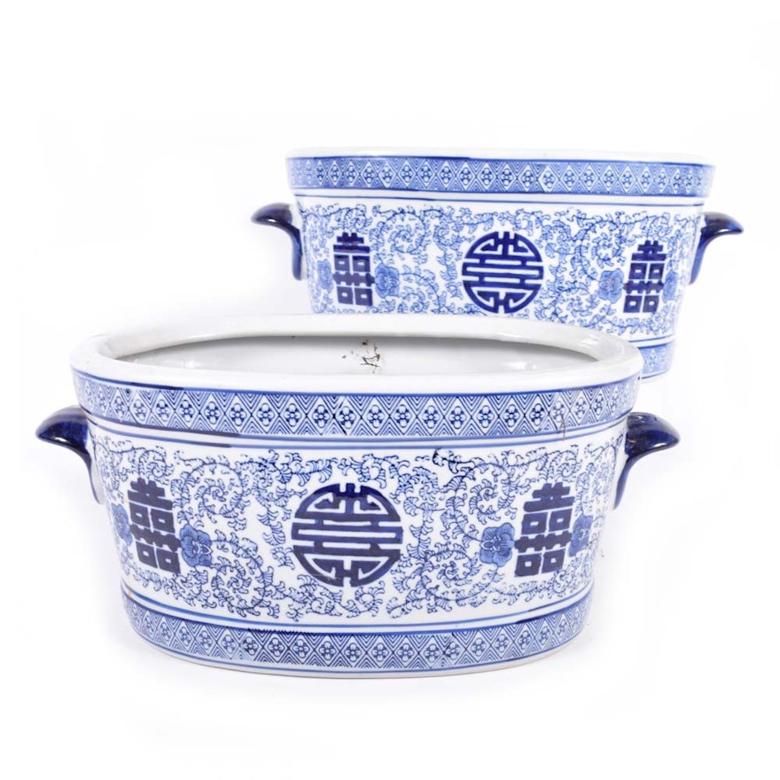 Chinese Blue and White Ceramic Planters