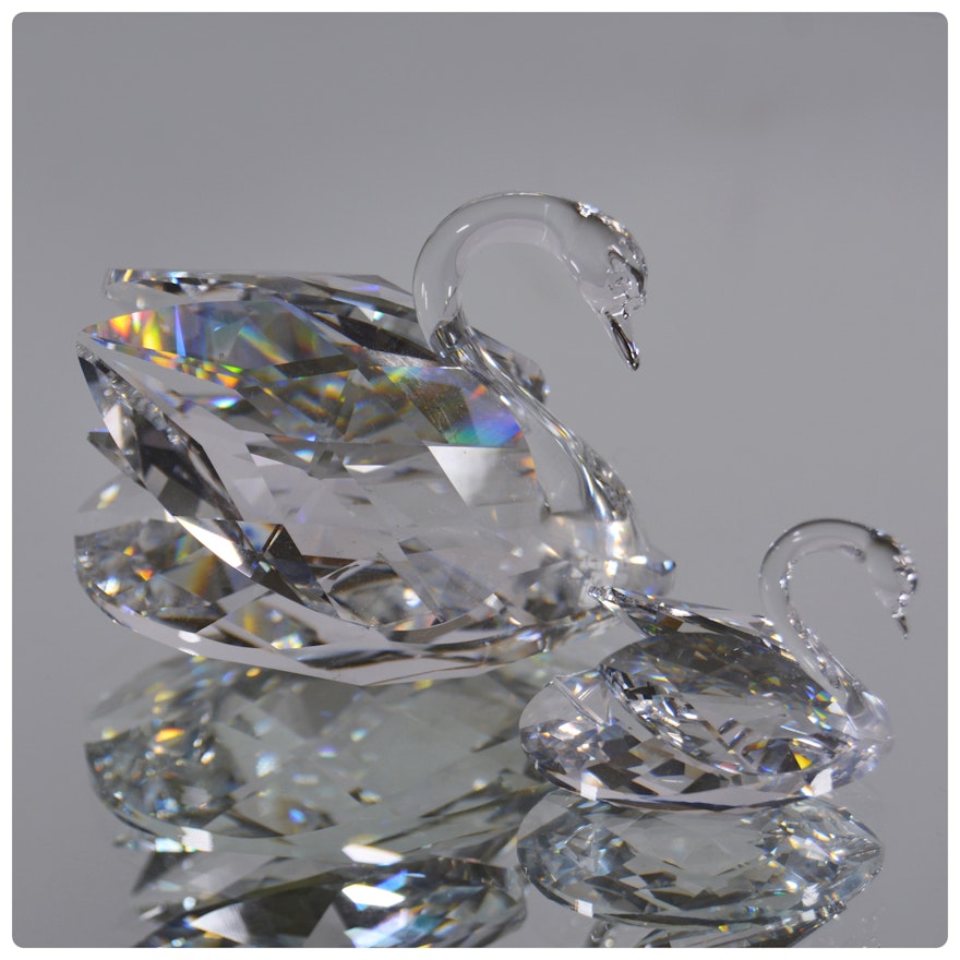 Swarovski Crystal Swan Figurines
