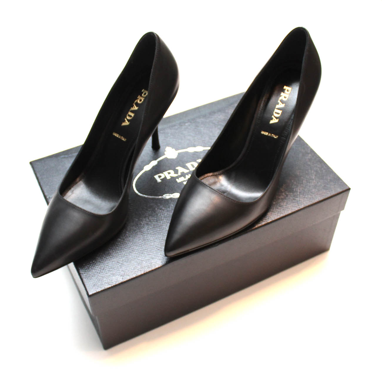 Prada Black Leather Heels