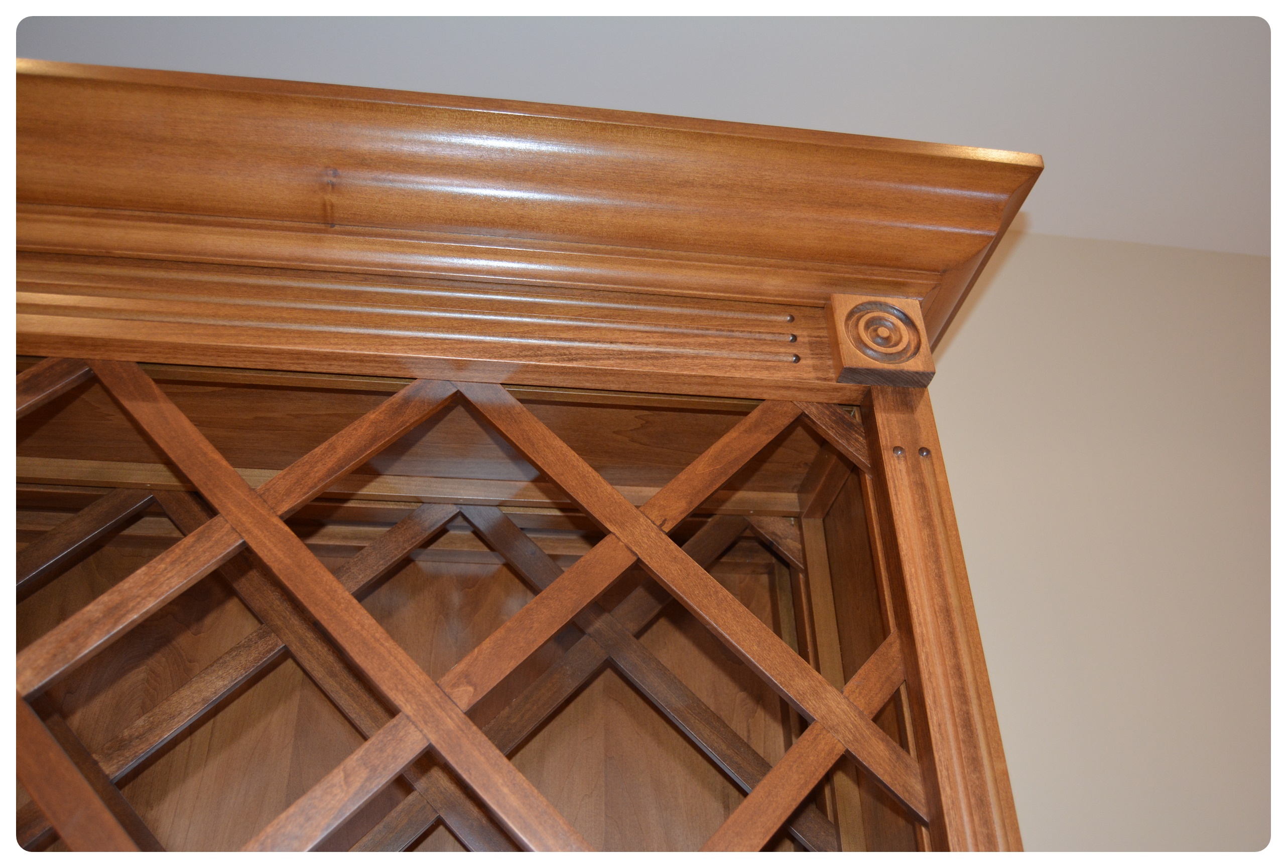 Freestanding Wood Stained Lattice Wine Rack