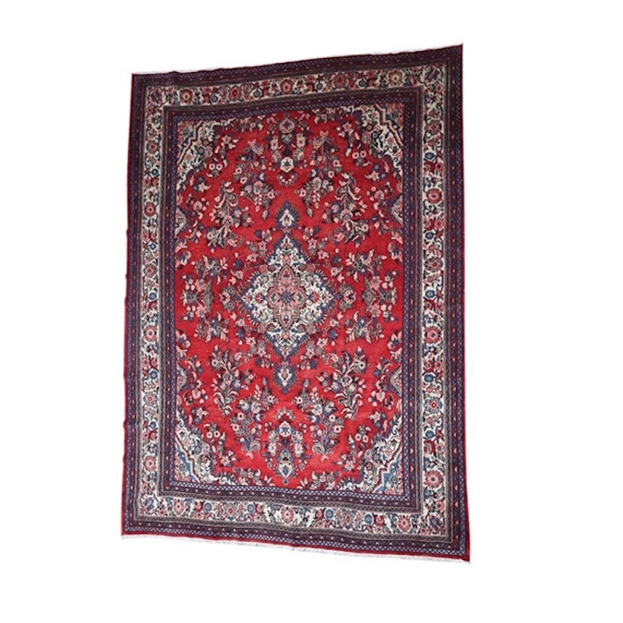 Hand-Knotted Persian Kashan Wool Room Sized Rug