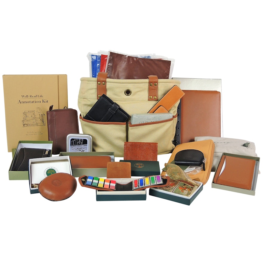 Levenger Tote, Leather Wallets, Note Pad and More