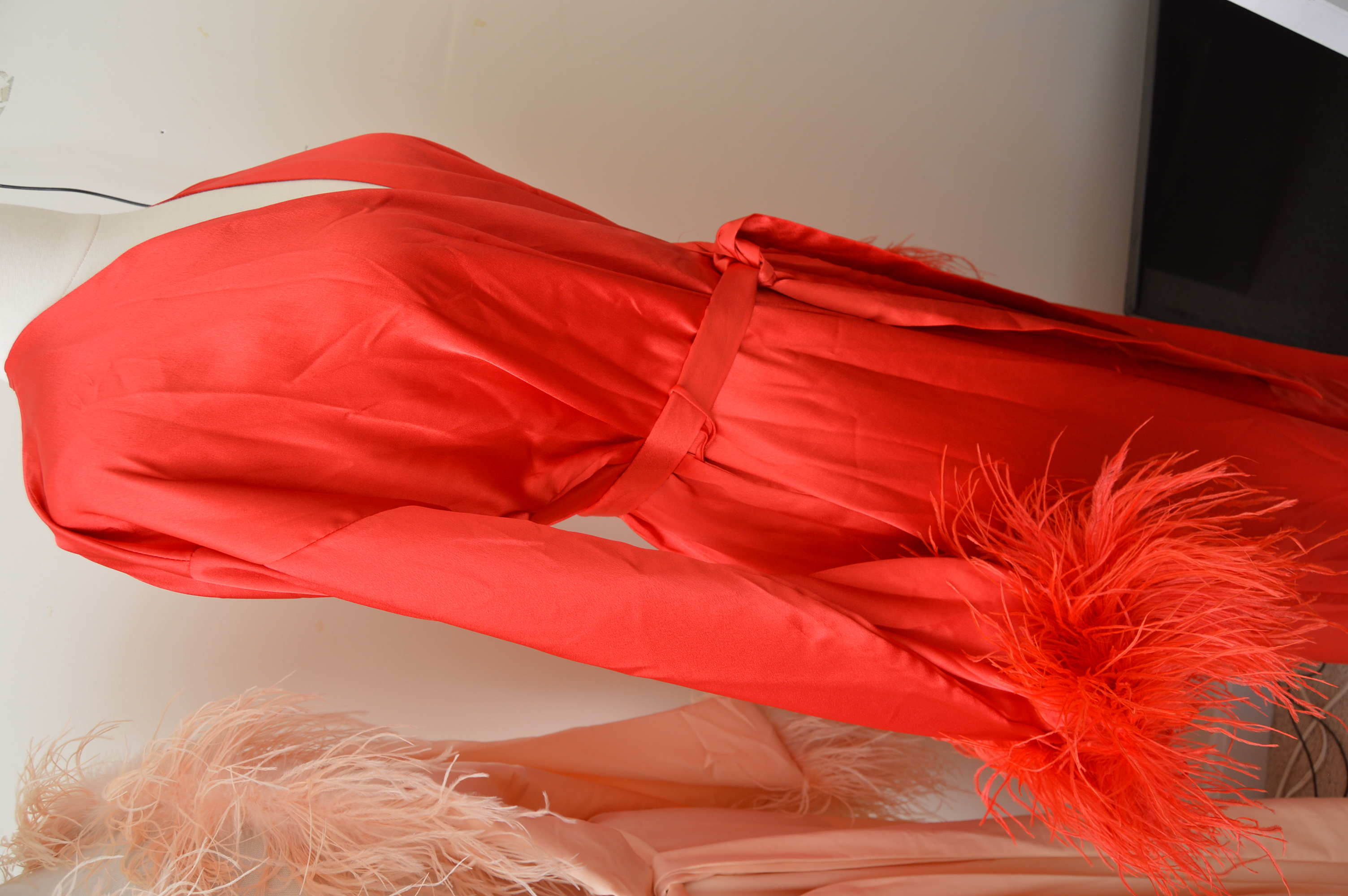 Pair of Vintage Marabou Feather-Trimmed Robes Including Valentino Intimo