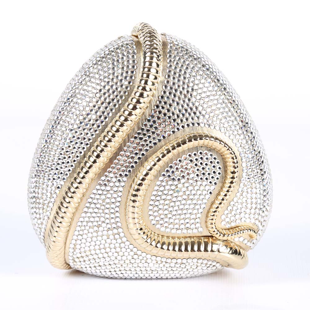 Judith Leiber Austrian Crystal Serpent Minaudière Evening Clutch Purse