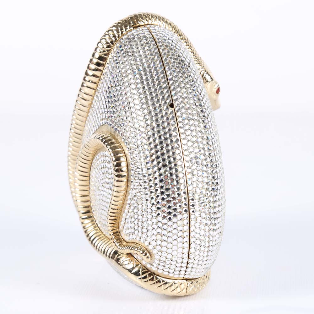 Judith Leiber Austrian Crystal Serpent Minaudière Evening Clutch Purse