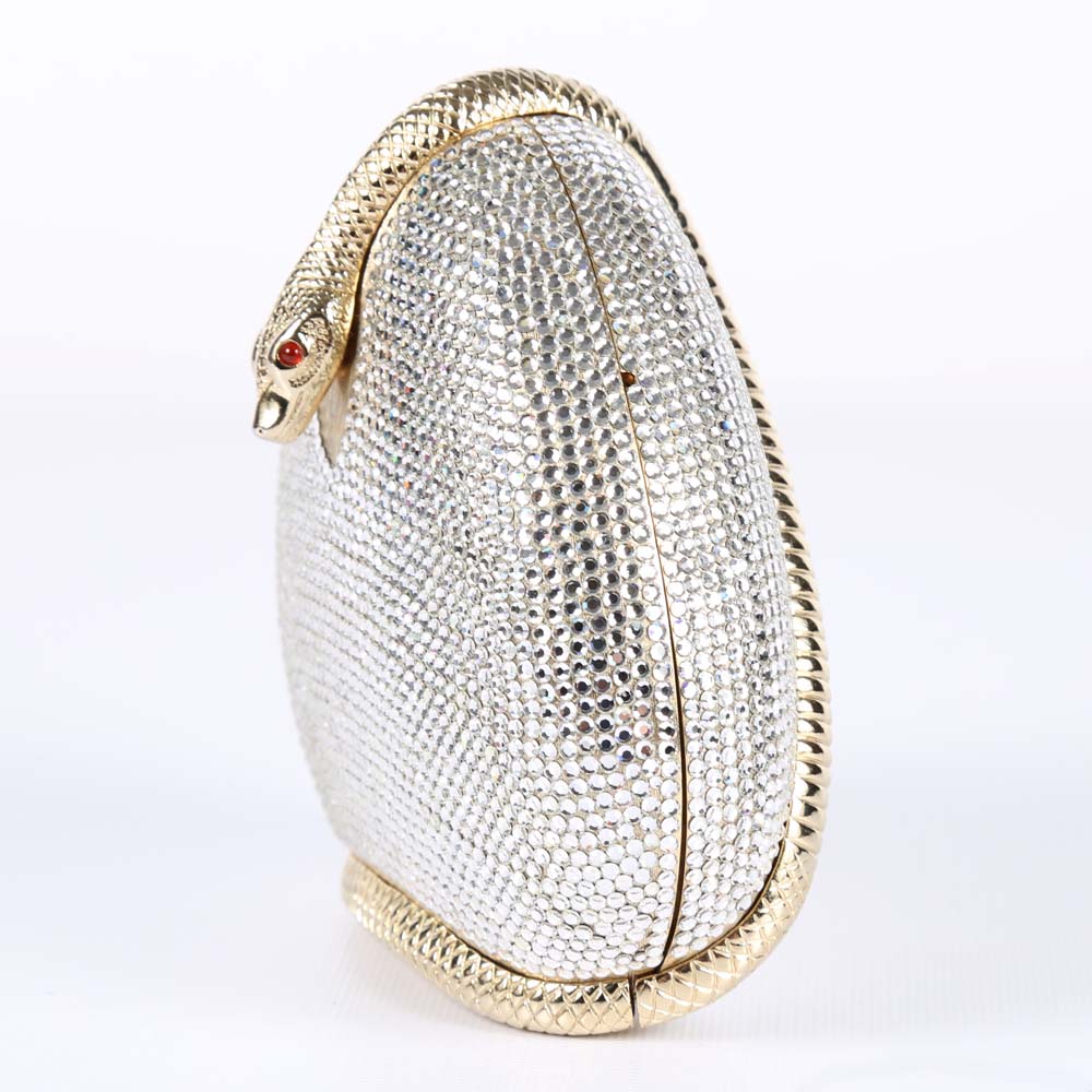 Judith Leiber Austrian Crystal Serpent Minaudière Evening Clutch Purse