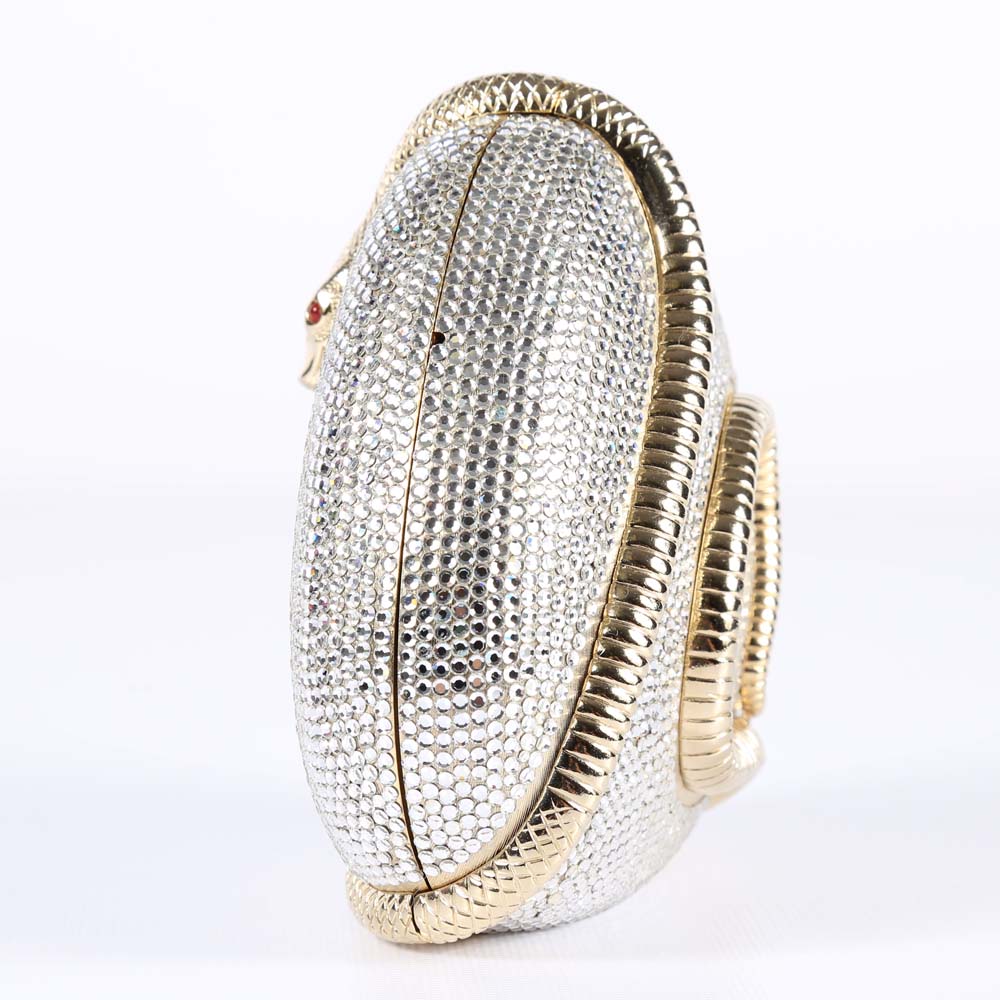Judith Leiber Austrian Crystal Serpent Minaudière Evening Clutch Purse