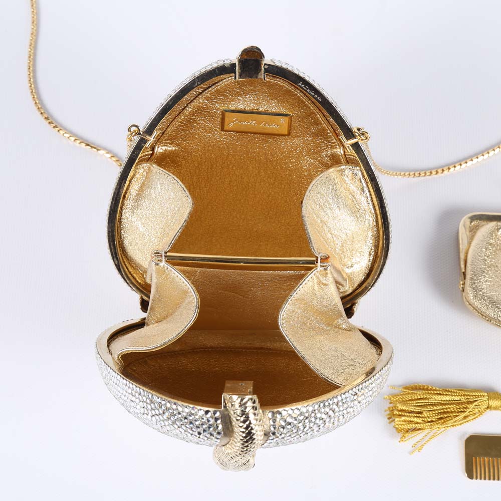 Judith Leiber Austrian Crystal Serpent Minaudière Evening Clutch Purse