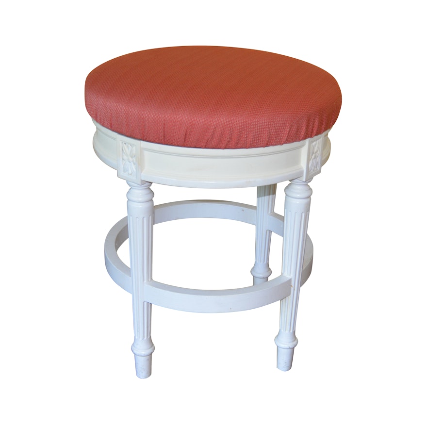 Round Swivel Top White Vanity Stool