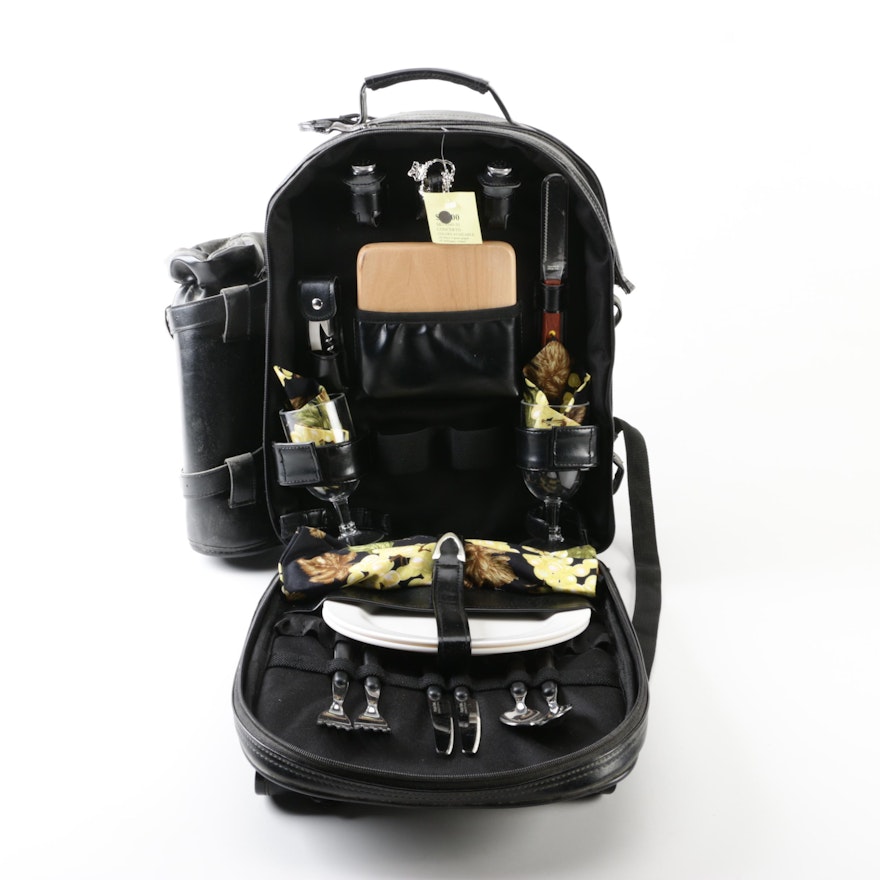 Vintage Legacy Black Leather Picnic Backpack