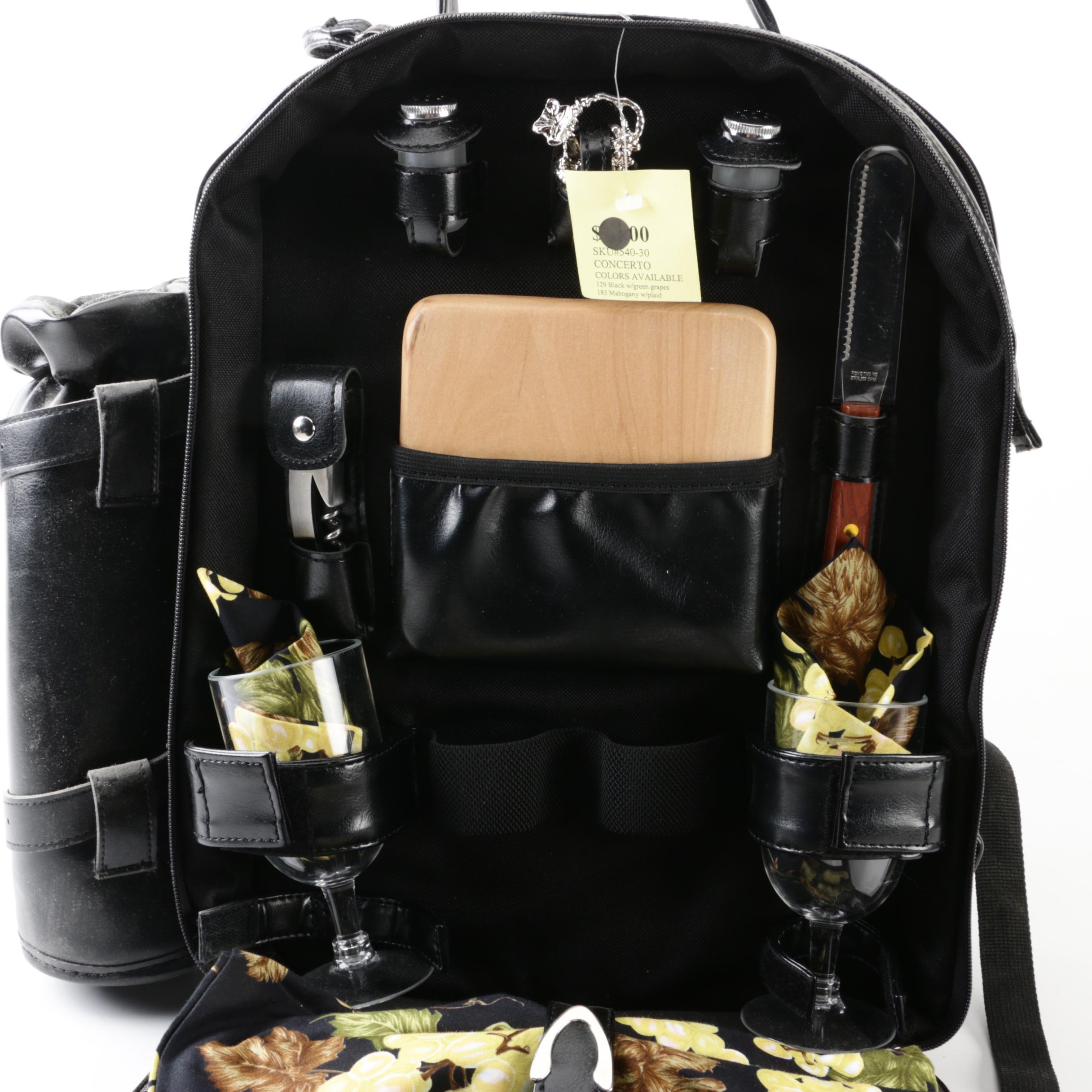 Vintage Legacy Black Leather Picnic Backpack