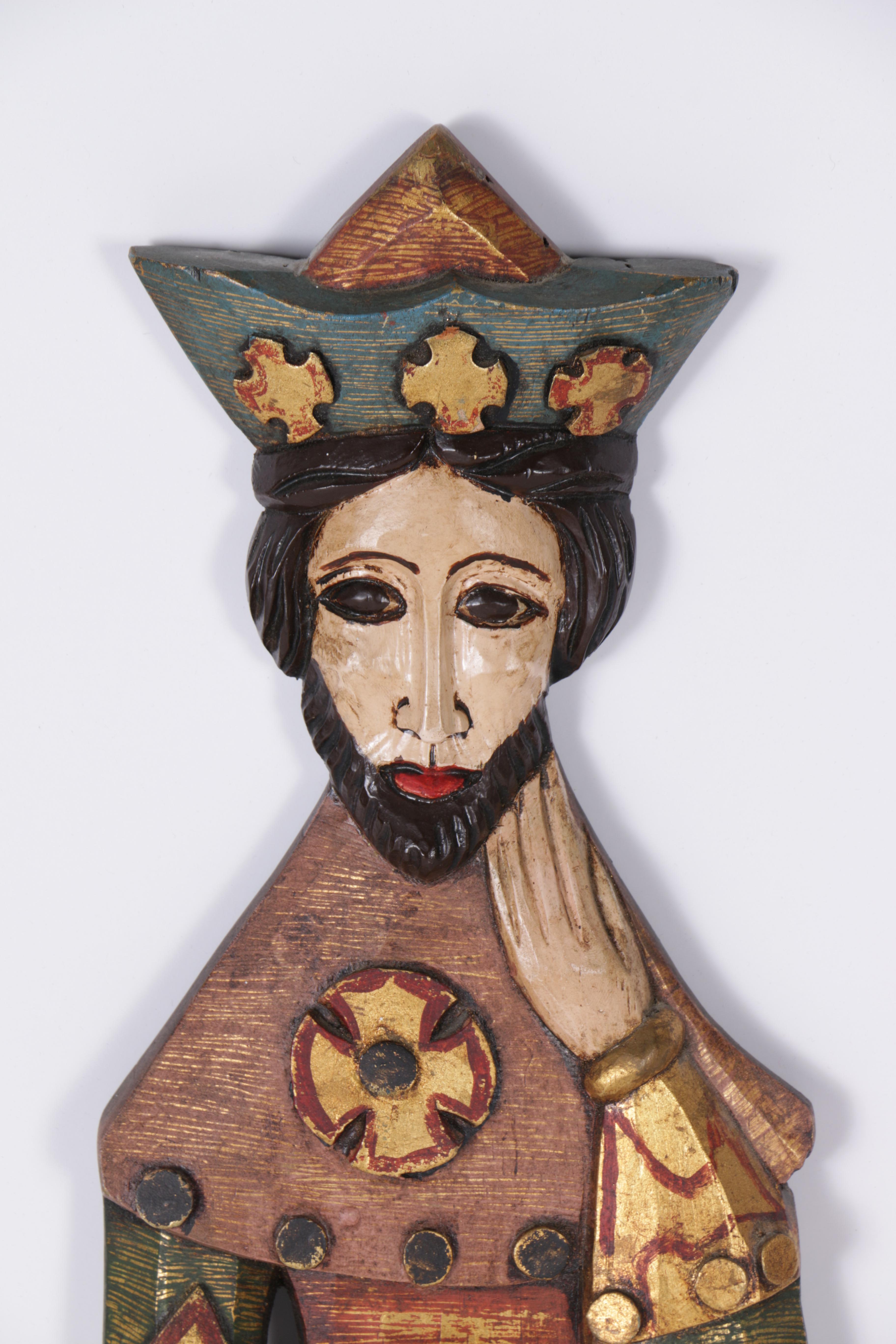Polychrome Wood Santos Wall Relief Sculptures
