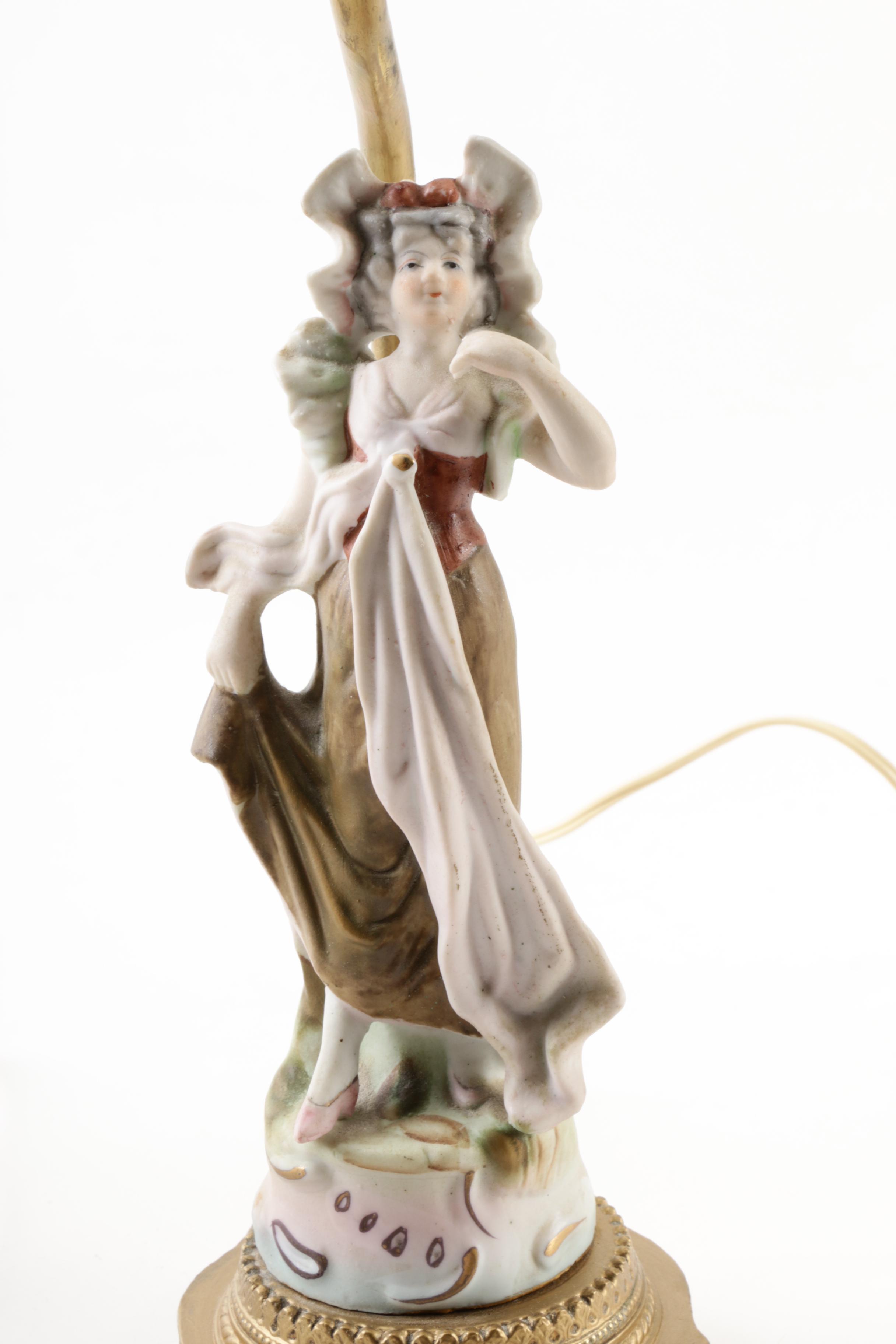 Vintage Accent Lamps with Ceramic Figural Stems