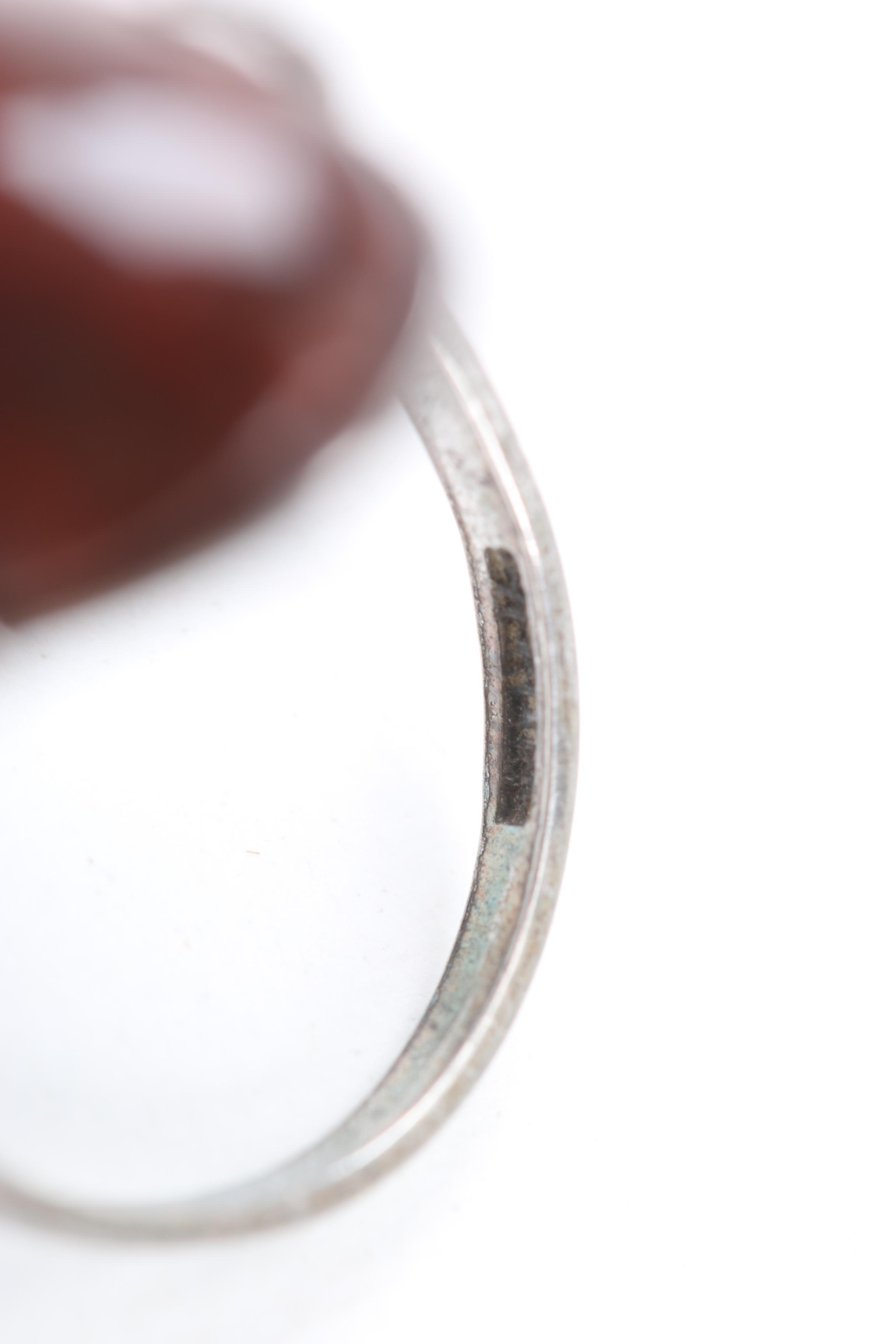 Sterling Silver Ring Selection Including Stabilized Turquoise, Wood and Enamel